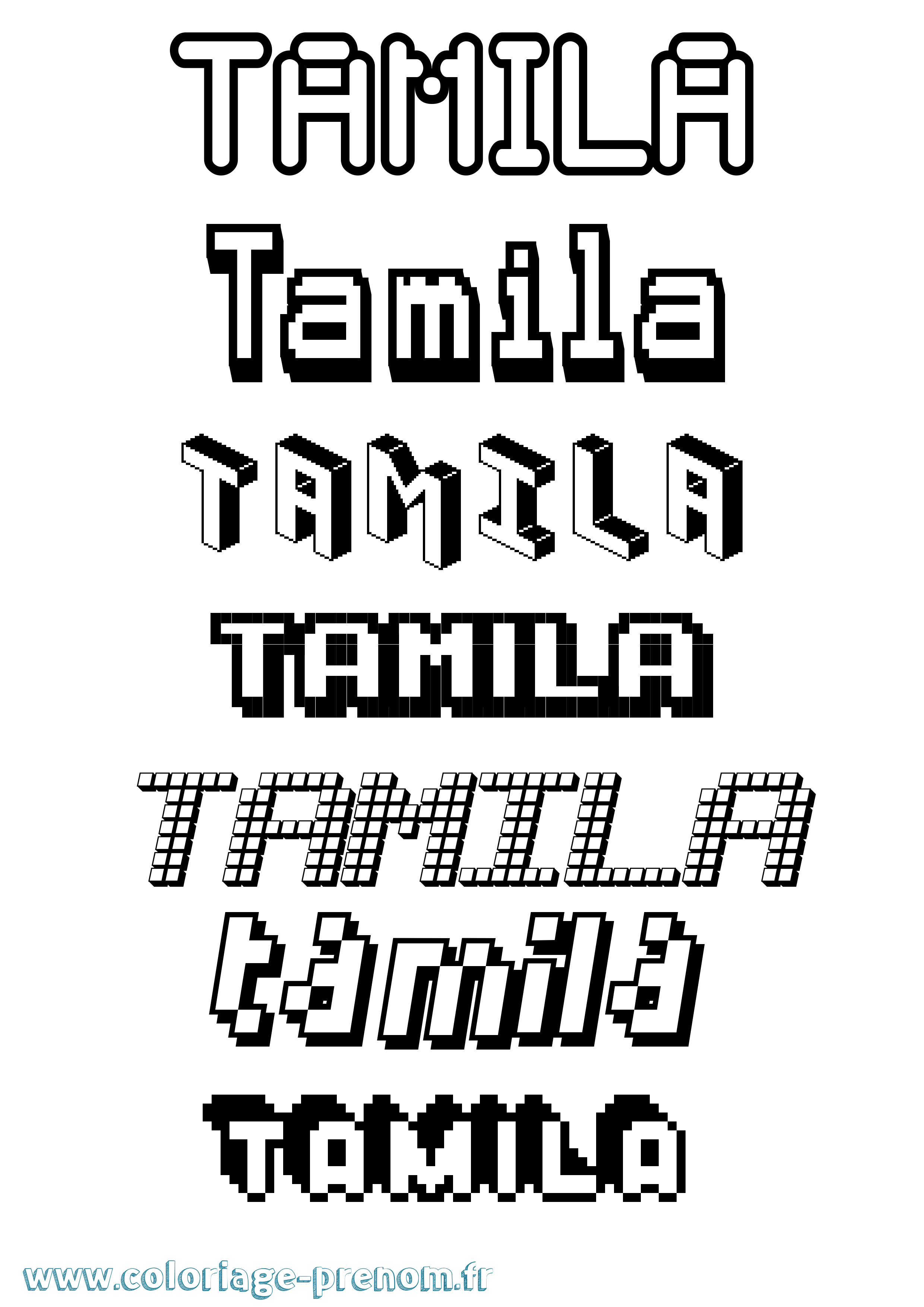 Coloriage Tamila Pixel Coloriage prénom Tamila Pixel