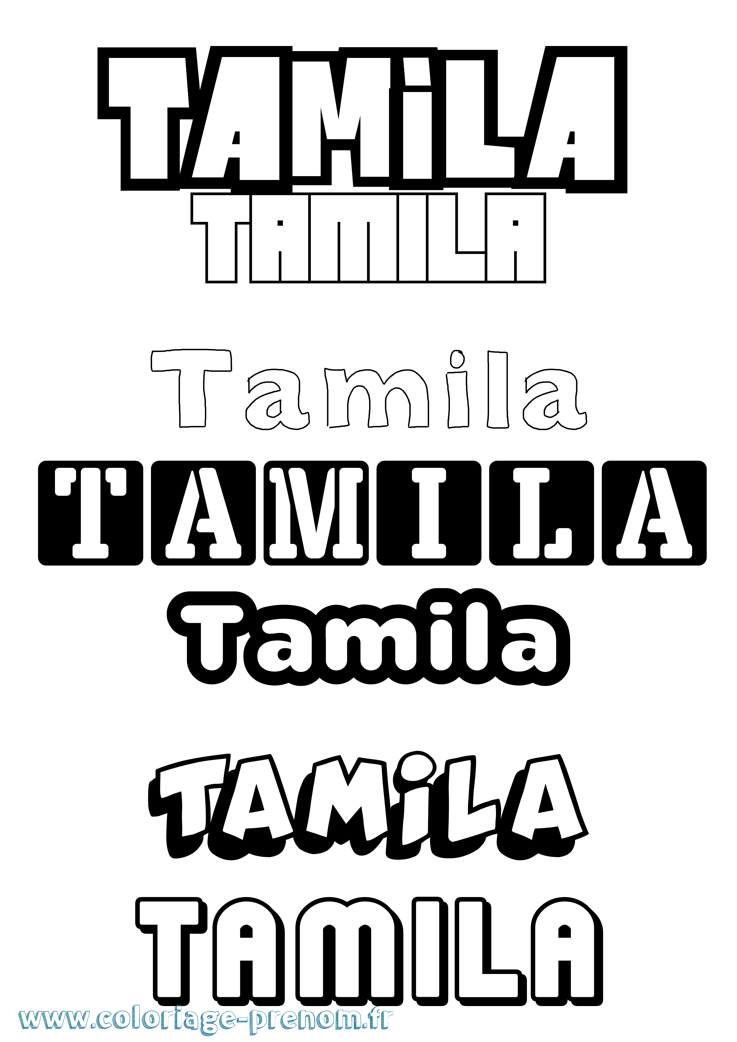 Coloriage Tamila Simple Coloriage prénom Tamila Simple