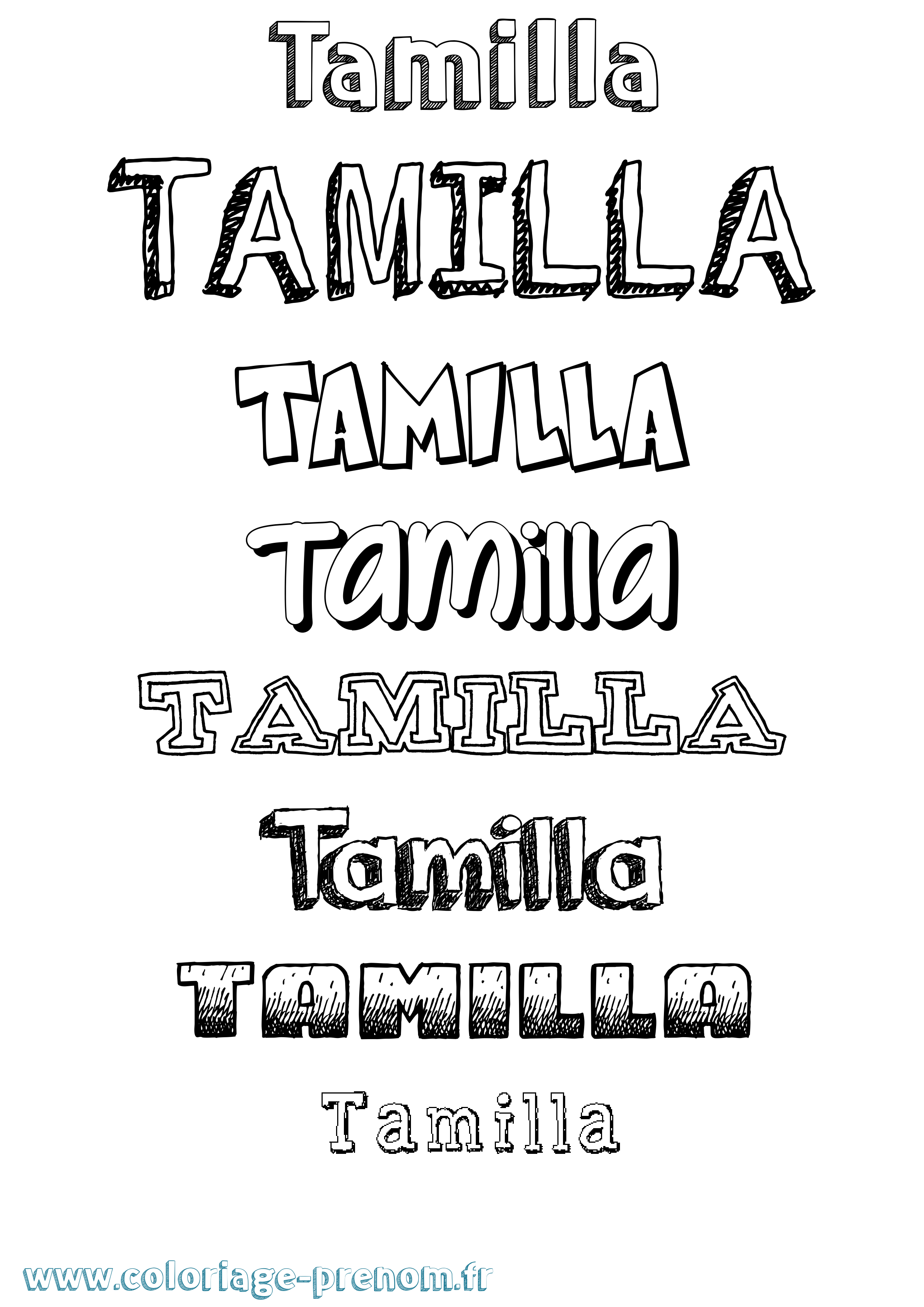 Coloriage prénom Tamilla Dessiné