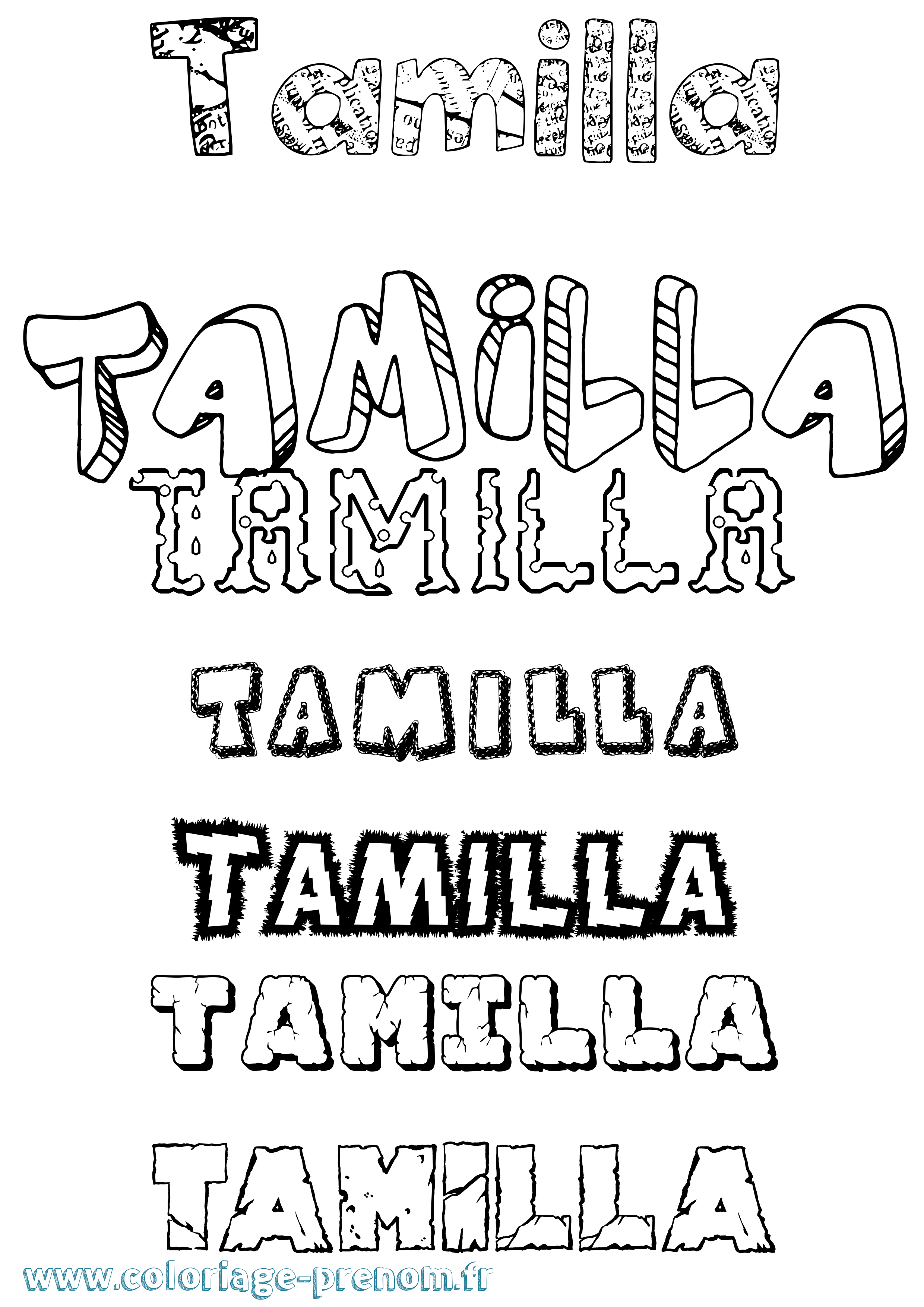 Coloriage prénom Tamilla Destructuré