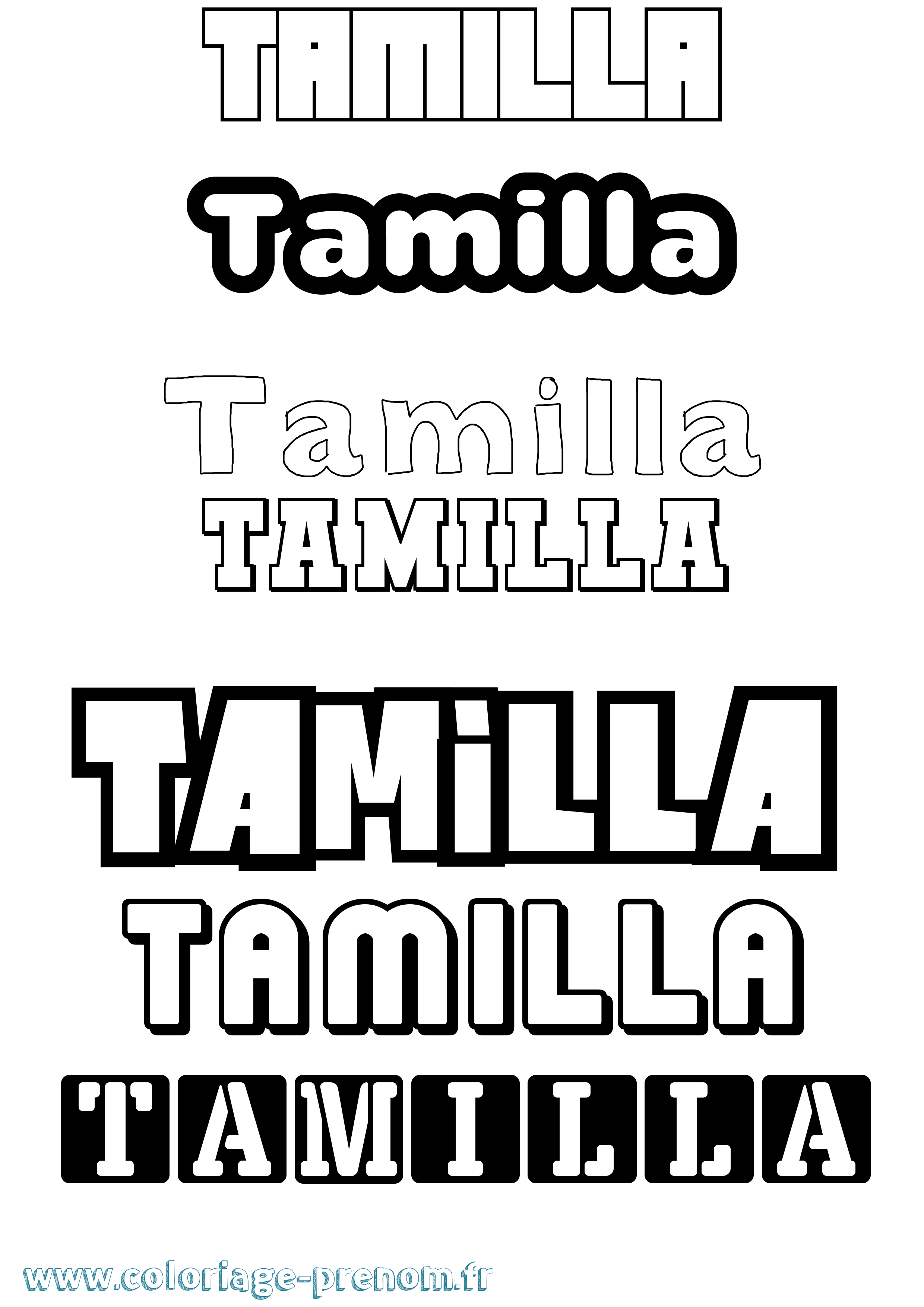 Coloriage prénom Tamilla Simple