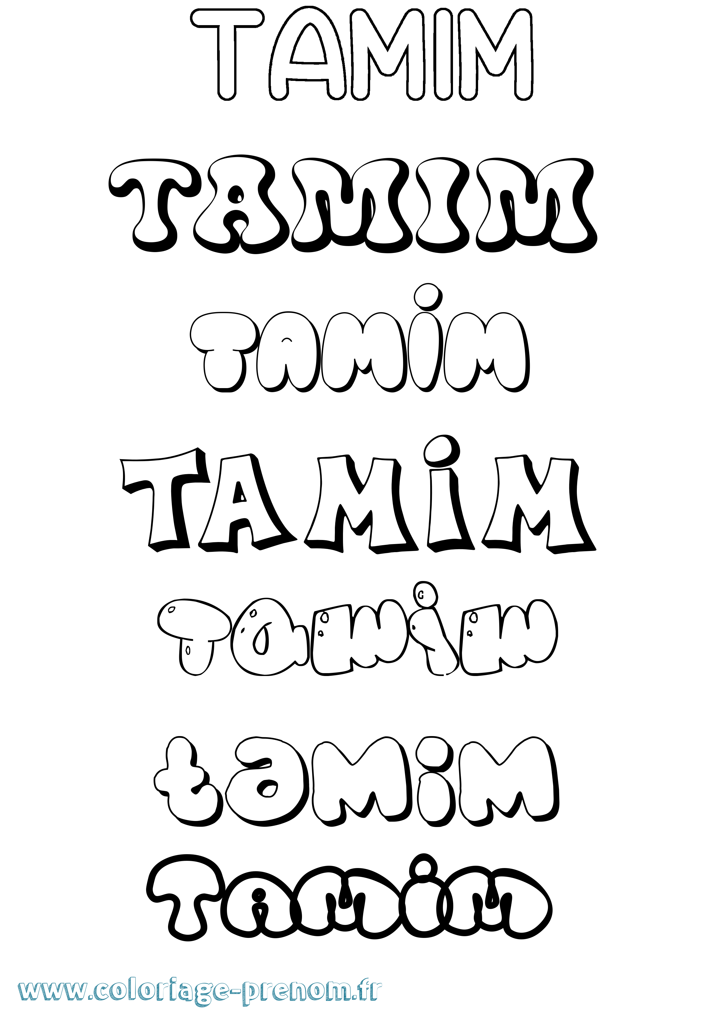 Coloriage prénom Tamim Bubble