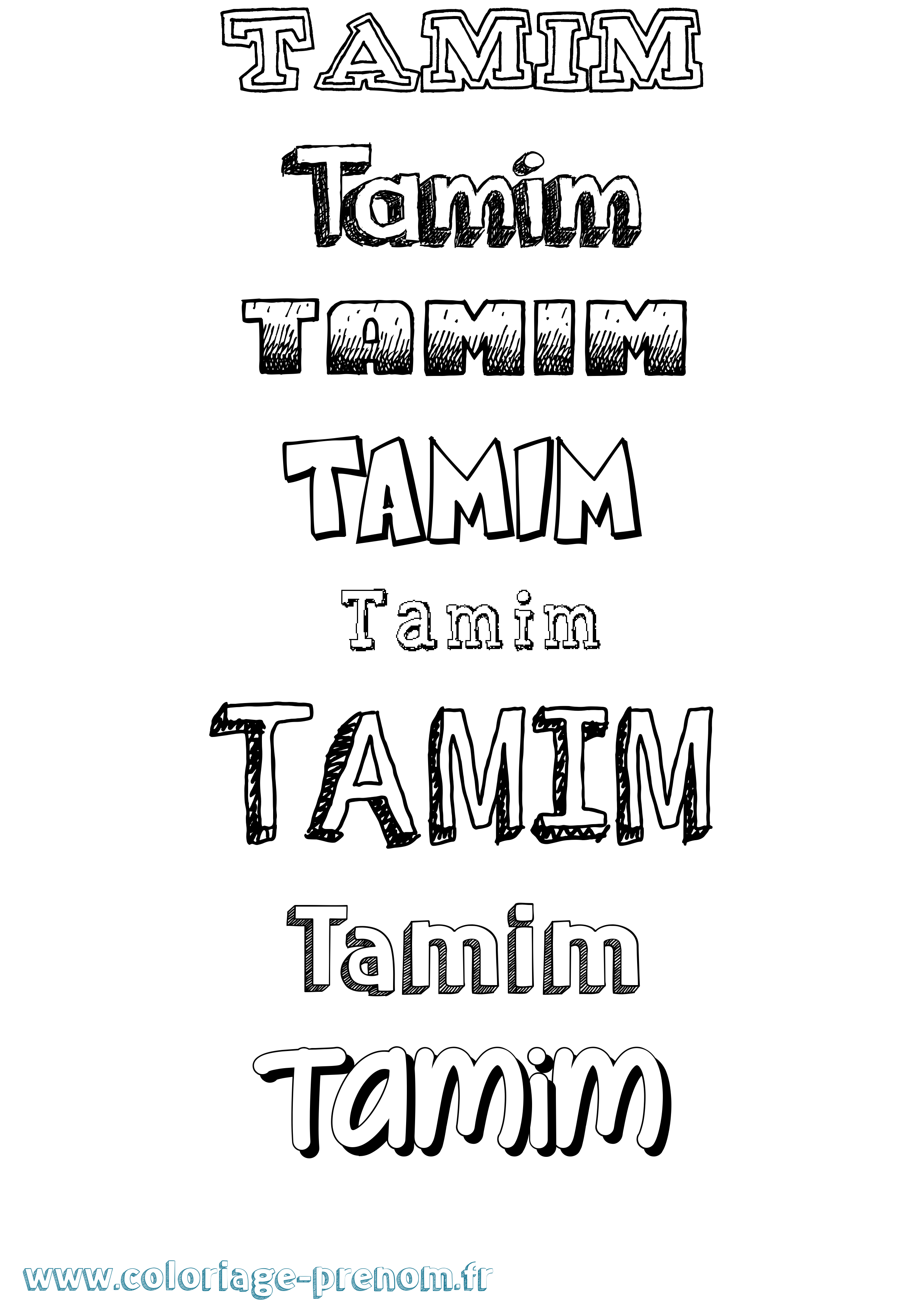 Coloriage prénom Tamim Dessiné
