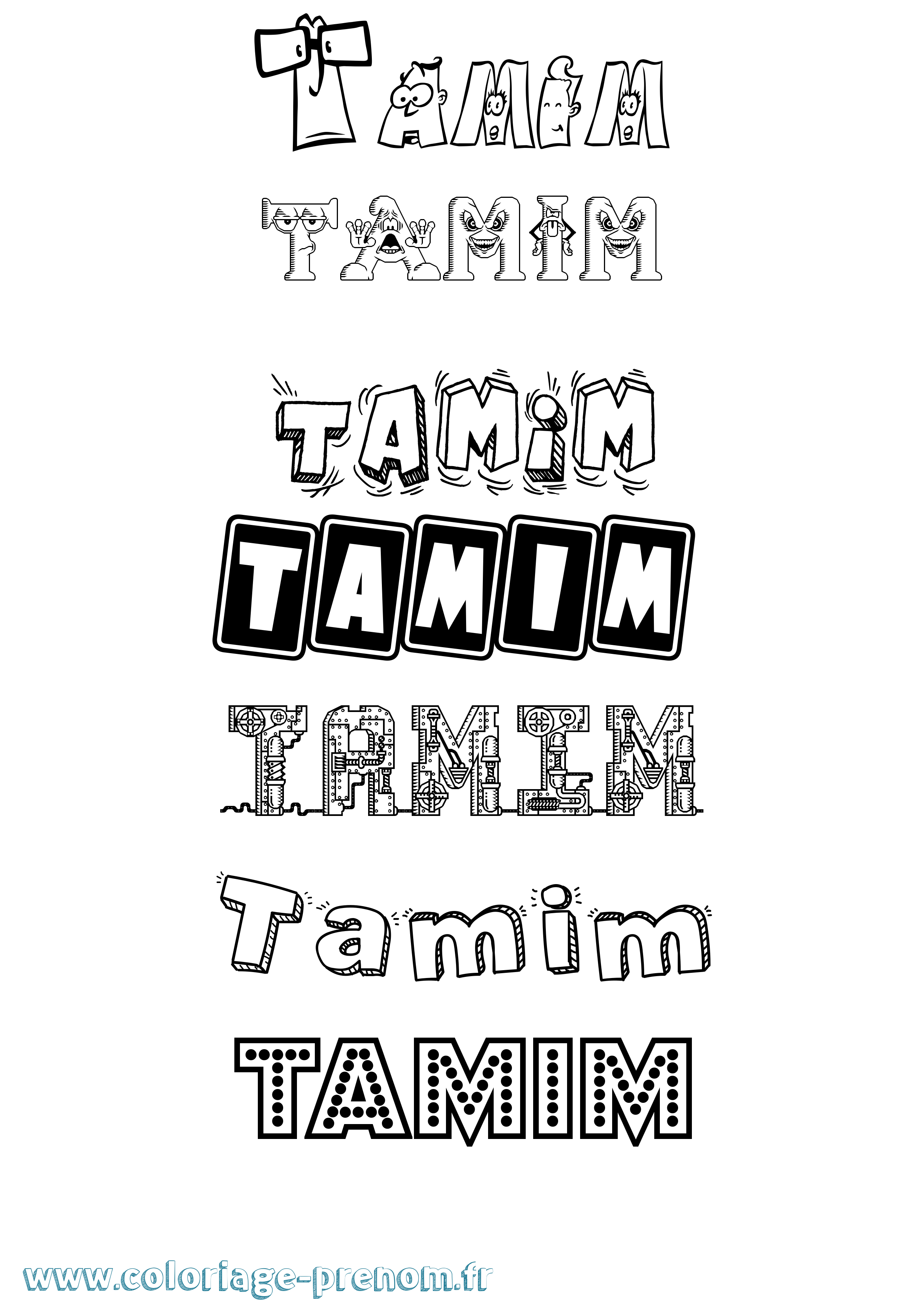 Coloriage prénom Tamim Fun