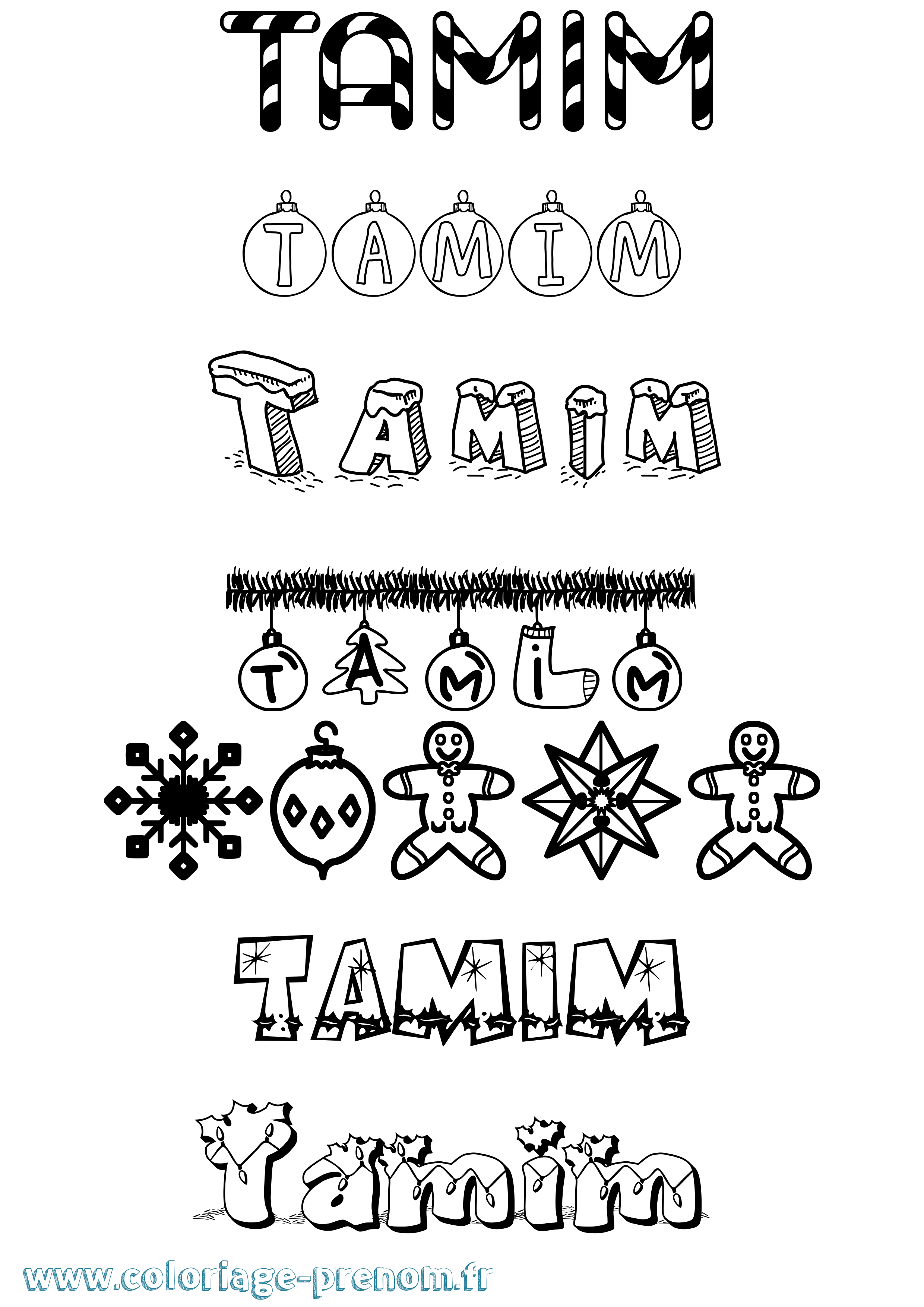 Coloriage prénom Tamim Noël