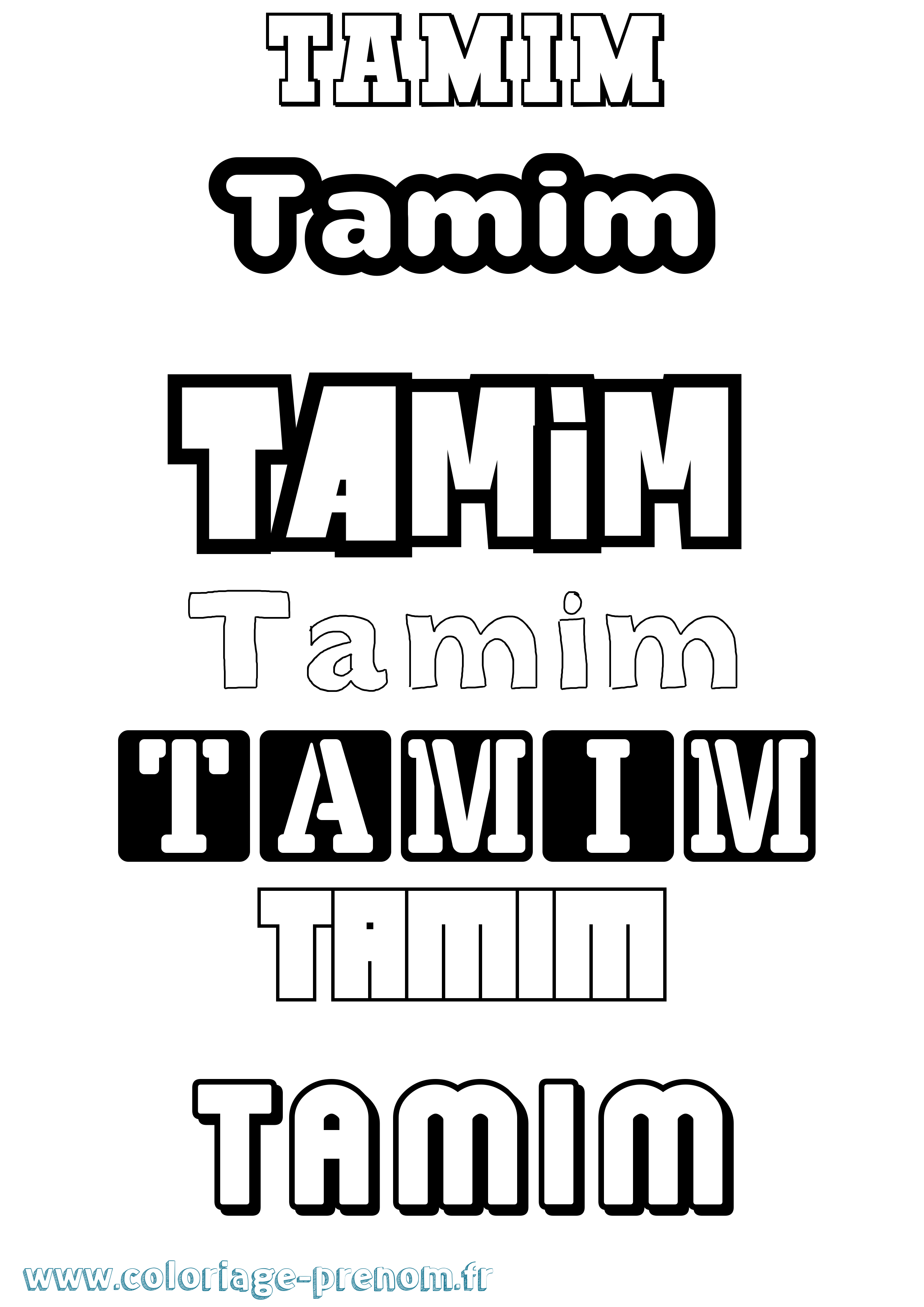 Coloriage prénom Tamim Simple