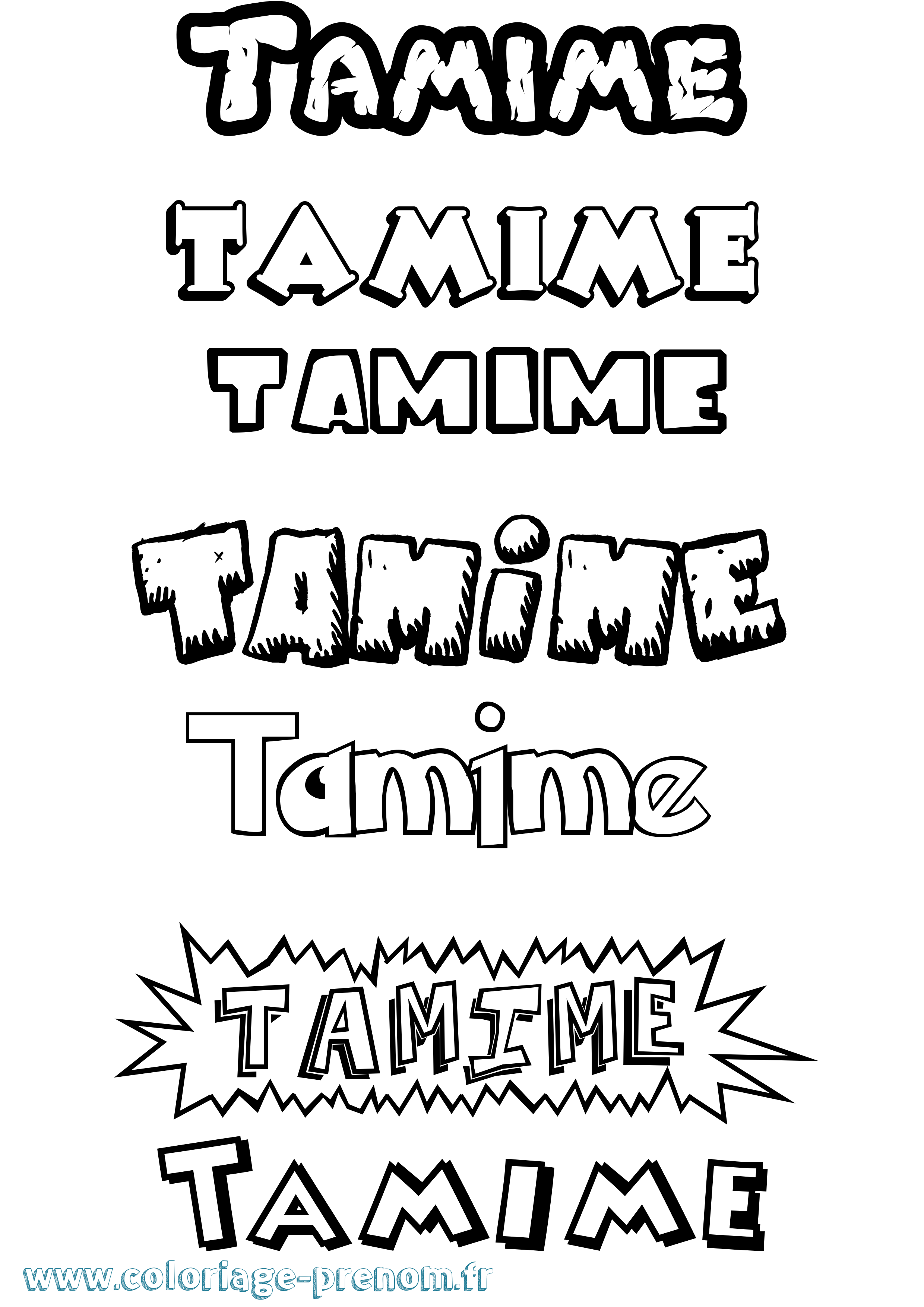 Coloriage prénom Tamime Dessin Animé