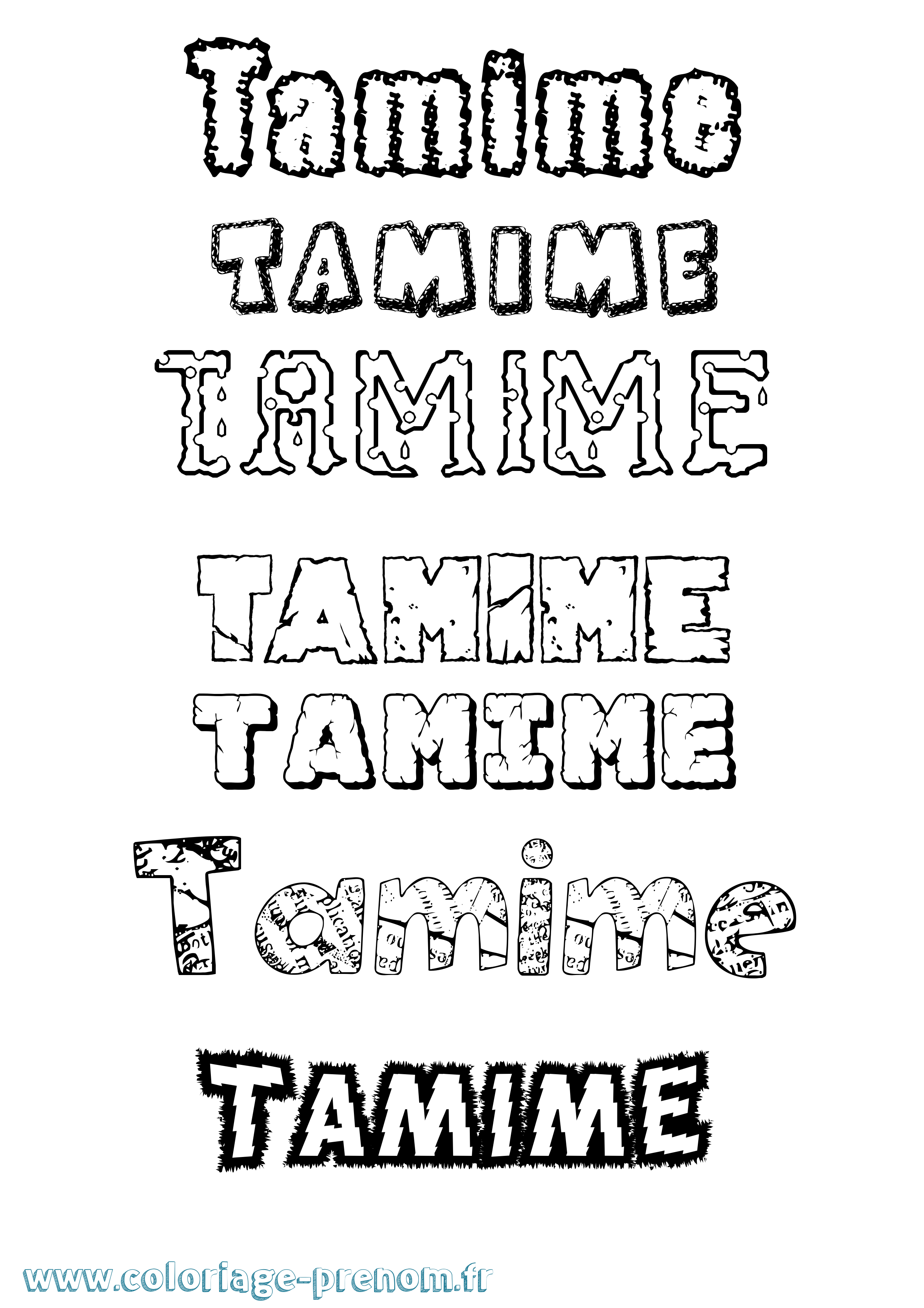 Coloriage prénom Tamime Destructuré