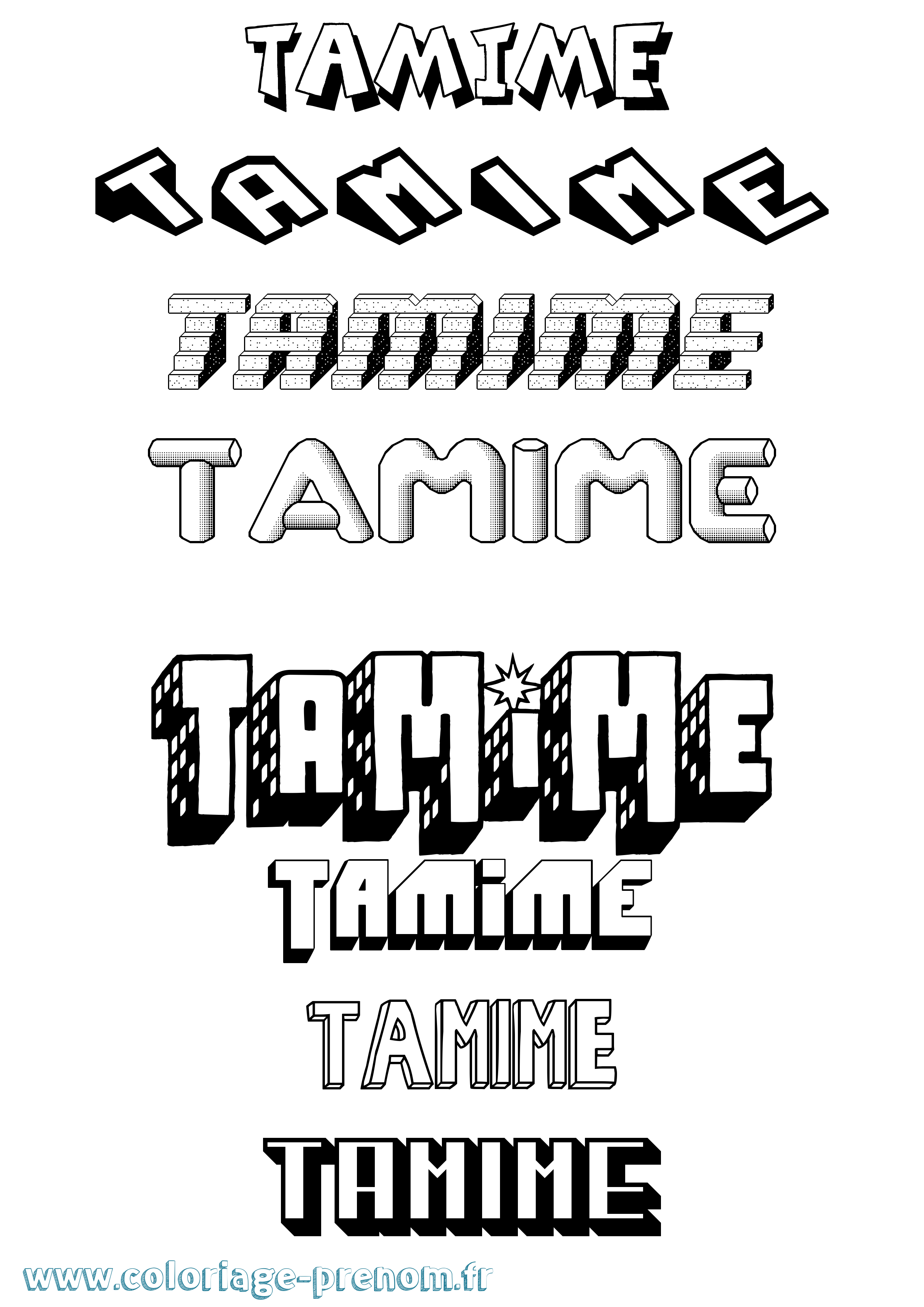 Coloriage prénom Tamime Effet 3D