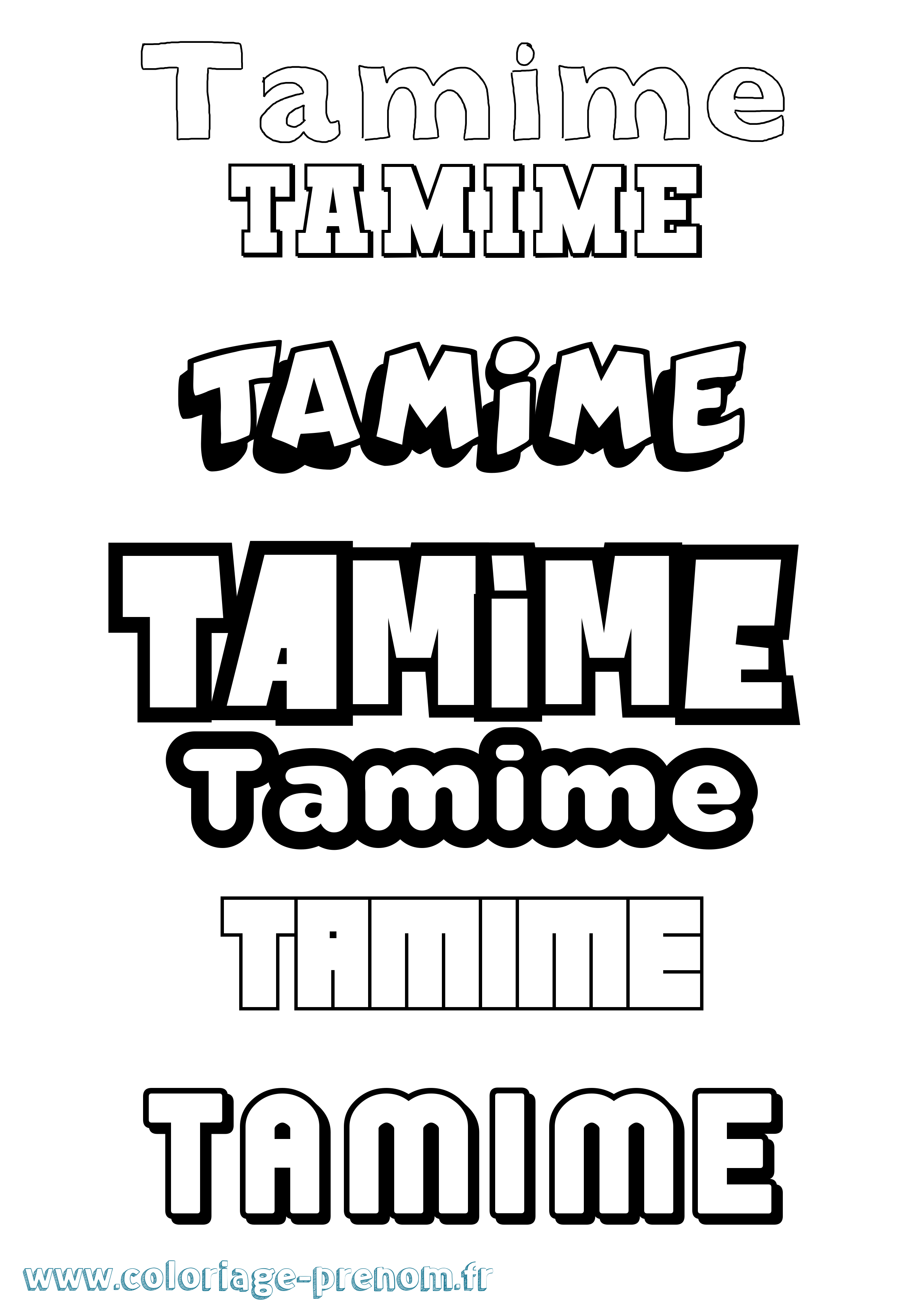 Coloriage prénom Tamime Simple