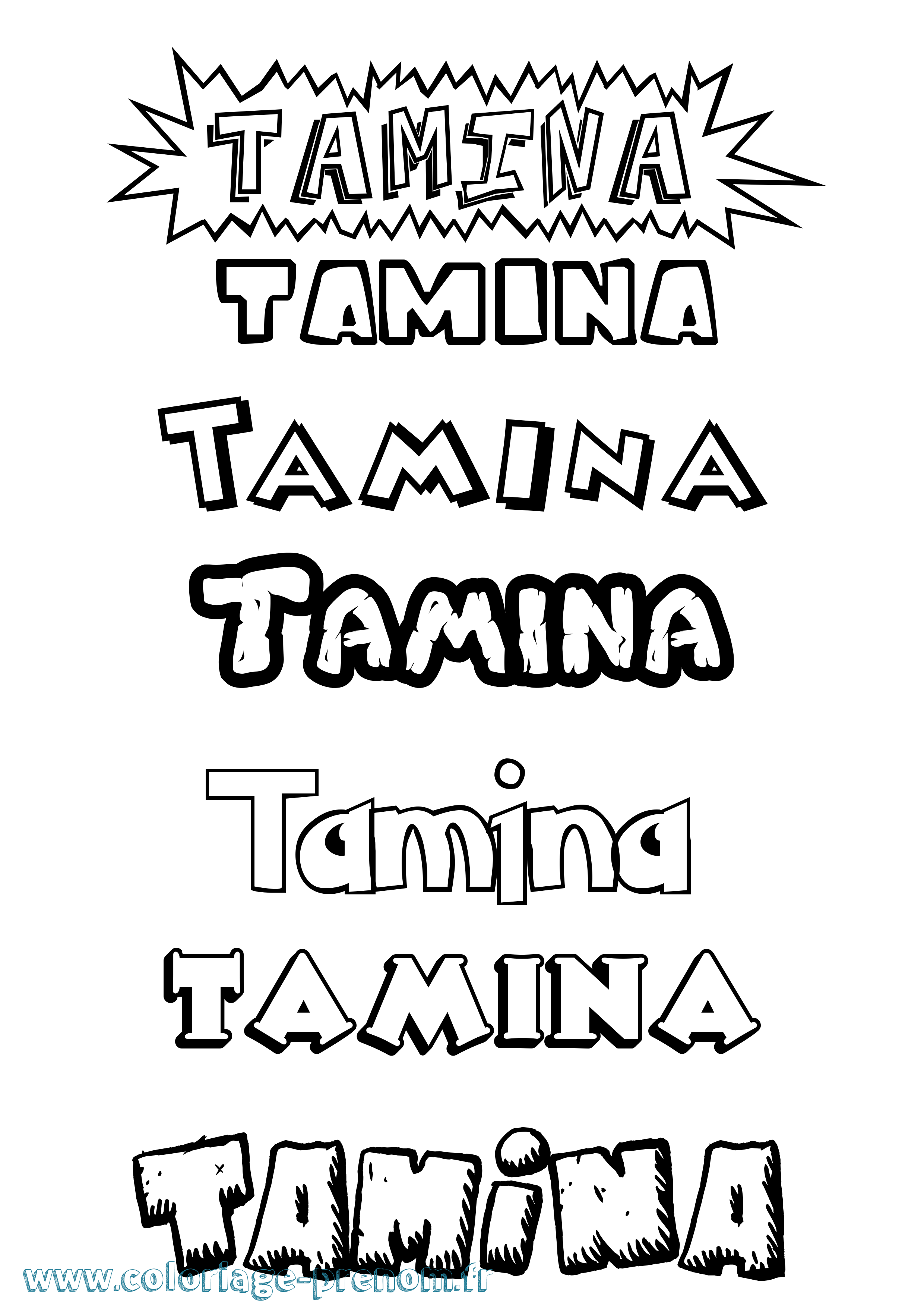 Coloriage prénom Tamina Dessin Animé