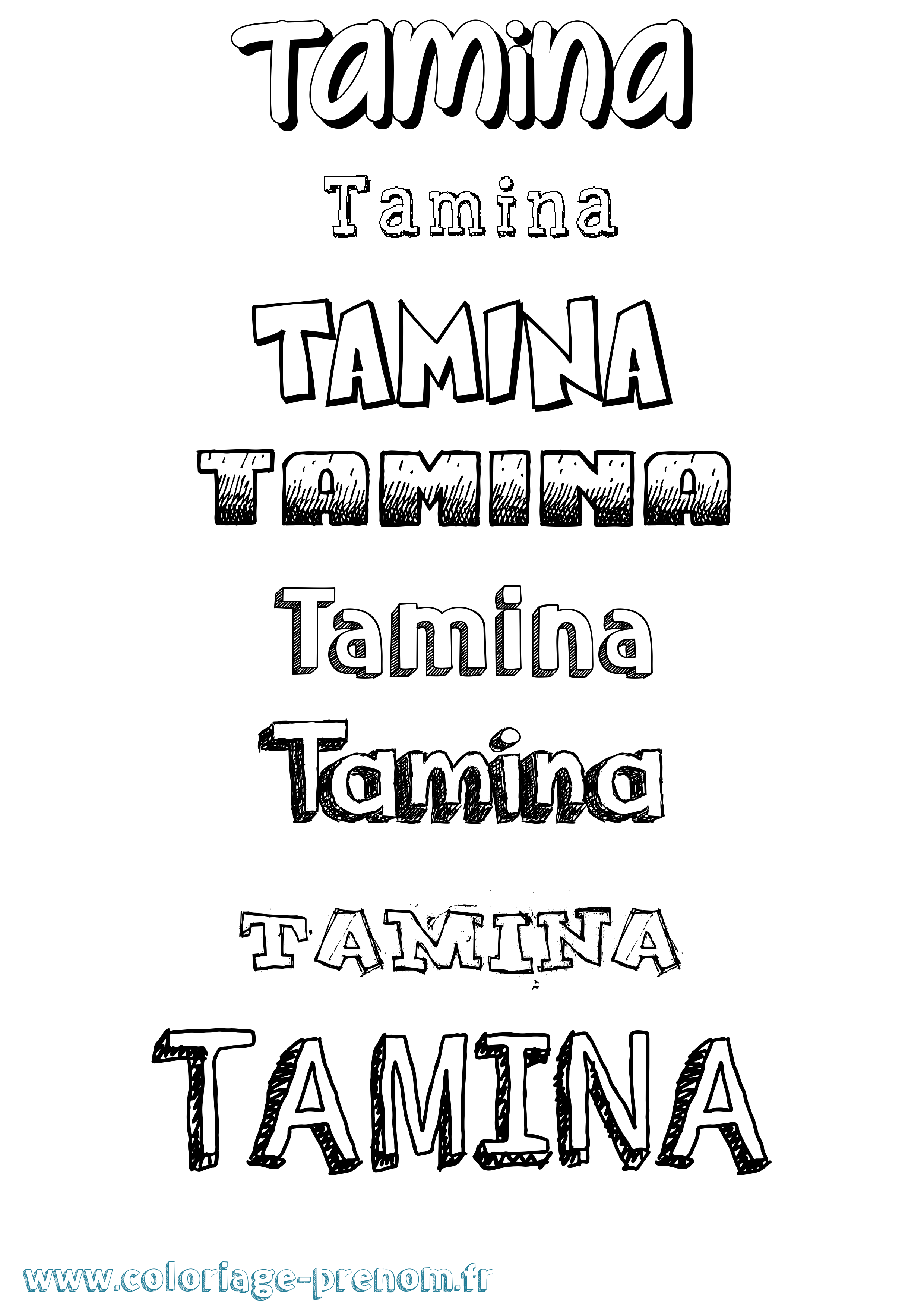 Coloriage prénom Tamina Dessiné