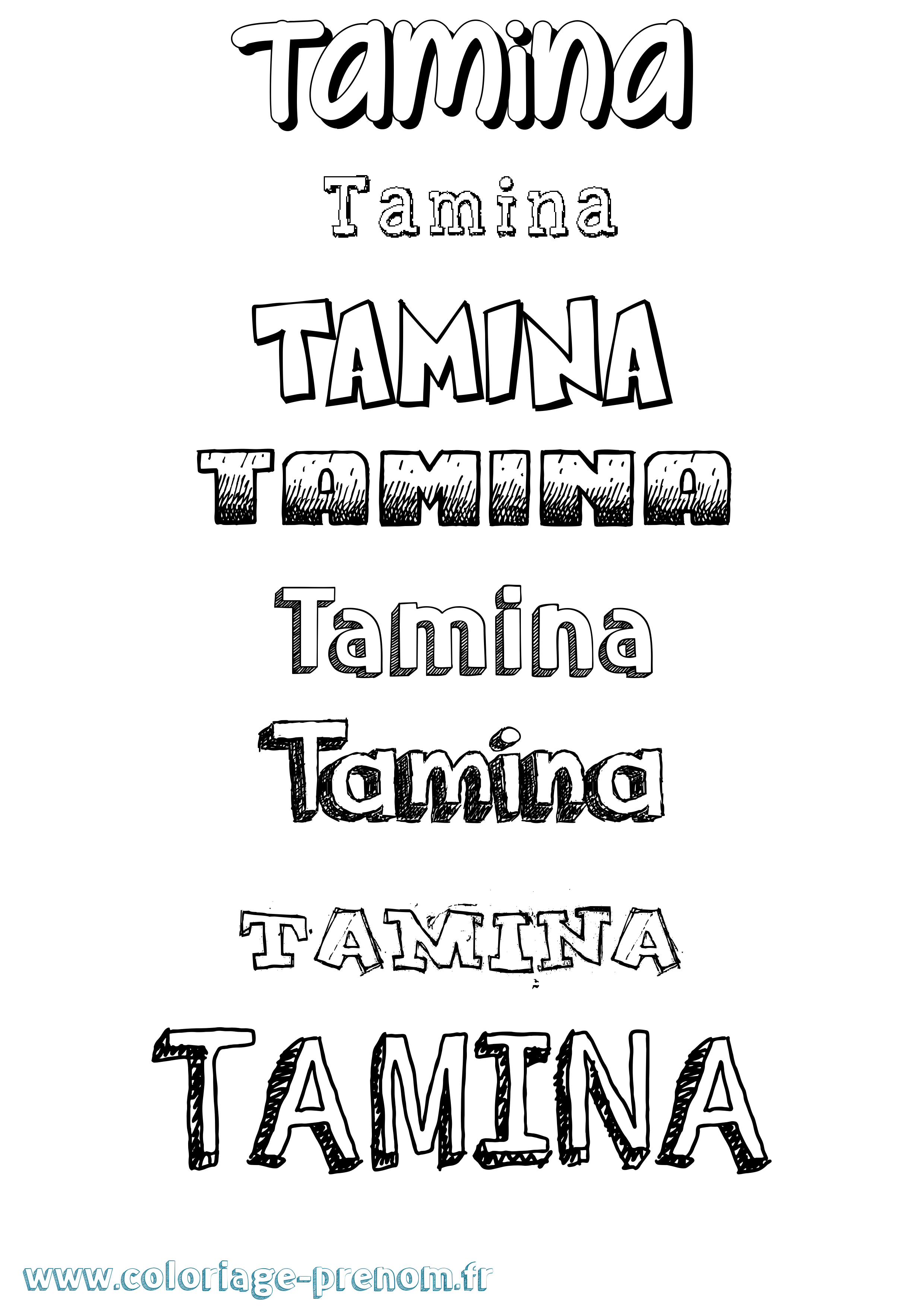 Coloriage Tamina Dessiné Coloriage prénom Tamina Dessiné