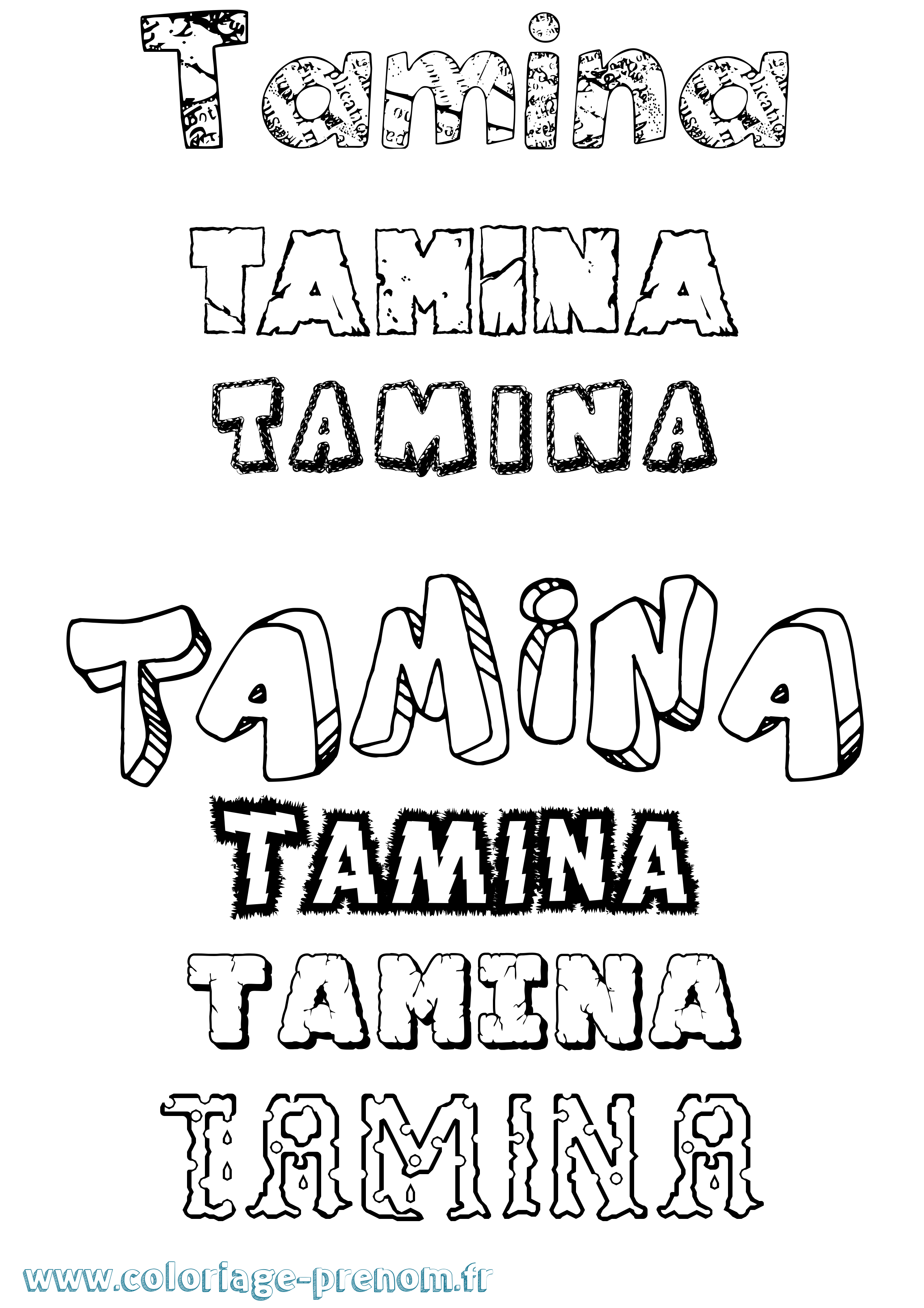 Coloriage Tamina Destructuré Coloriage prénom Tamina Destructuré