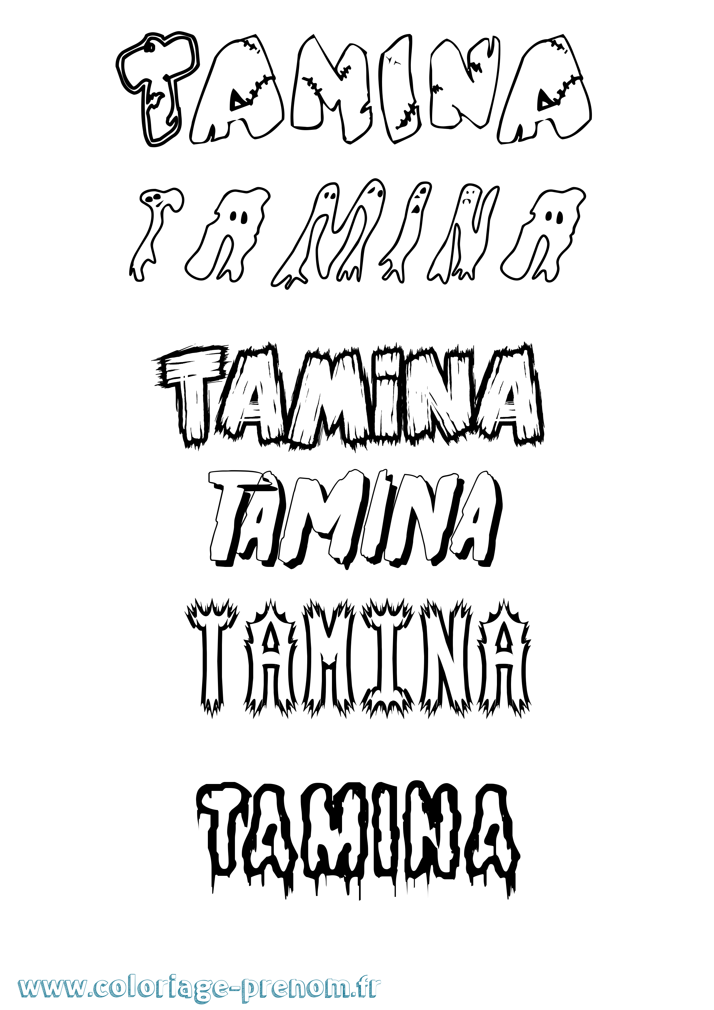 Coloriage Tamina Frisson Coloriage prénom Tamina Frisson