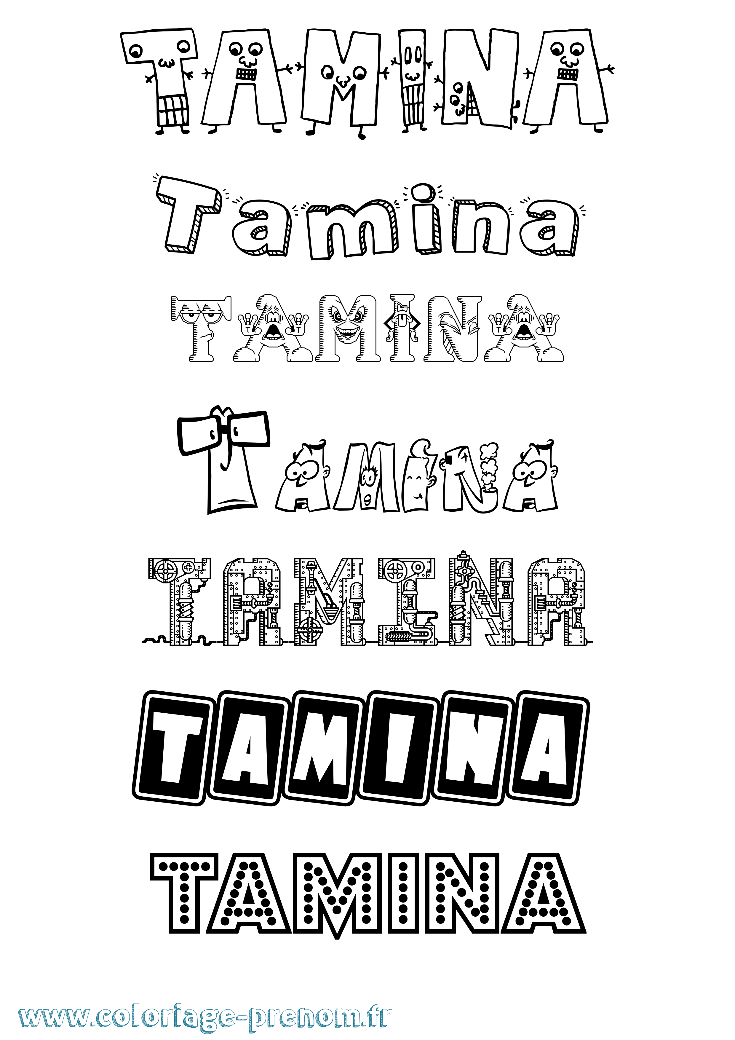 Coloriage prénom Tamina Fun