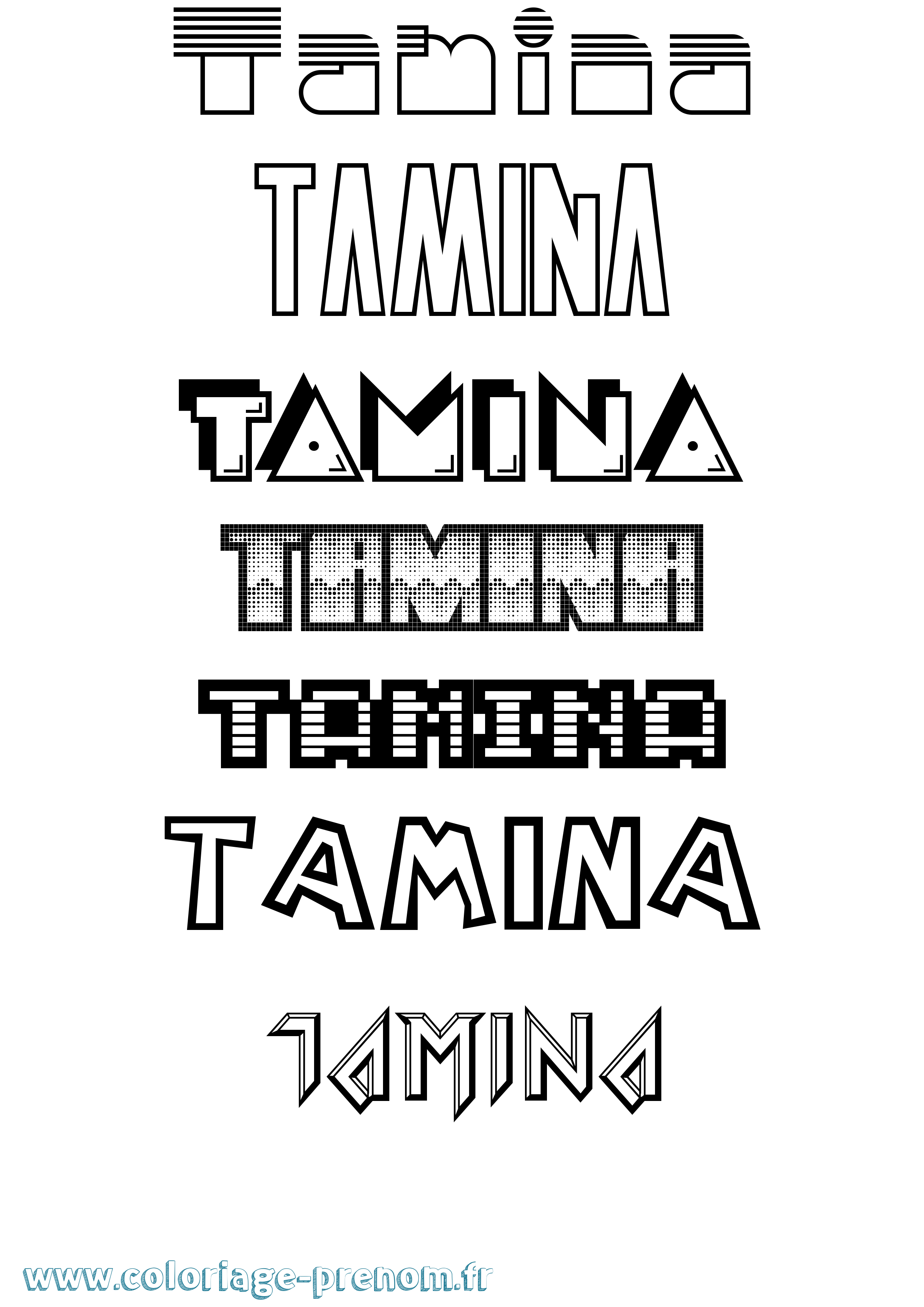 Coloriage prénom Tamina Jeux Vidéos