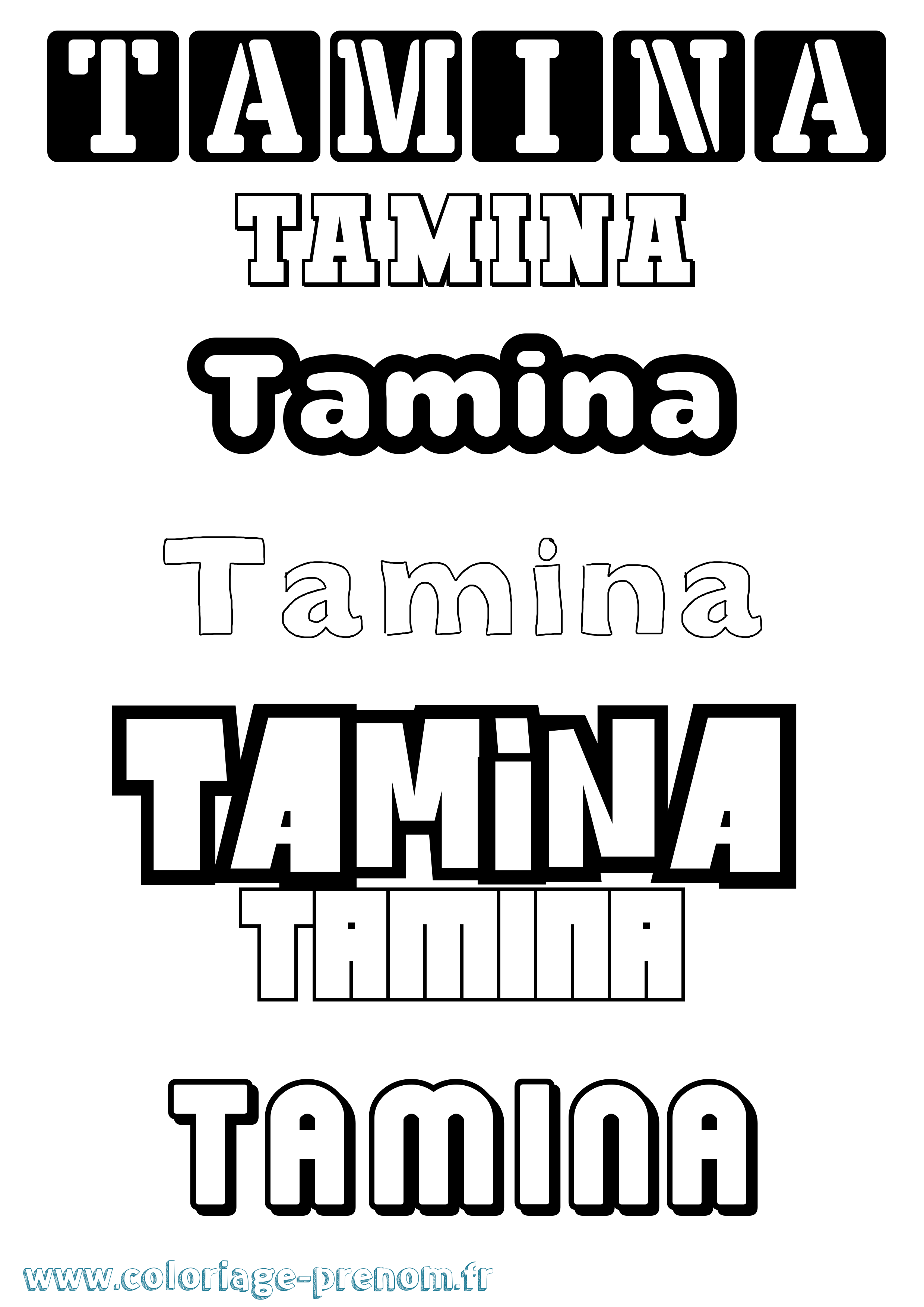 Coloriage Tamina Simple Coloriage prénom Tamina Simple