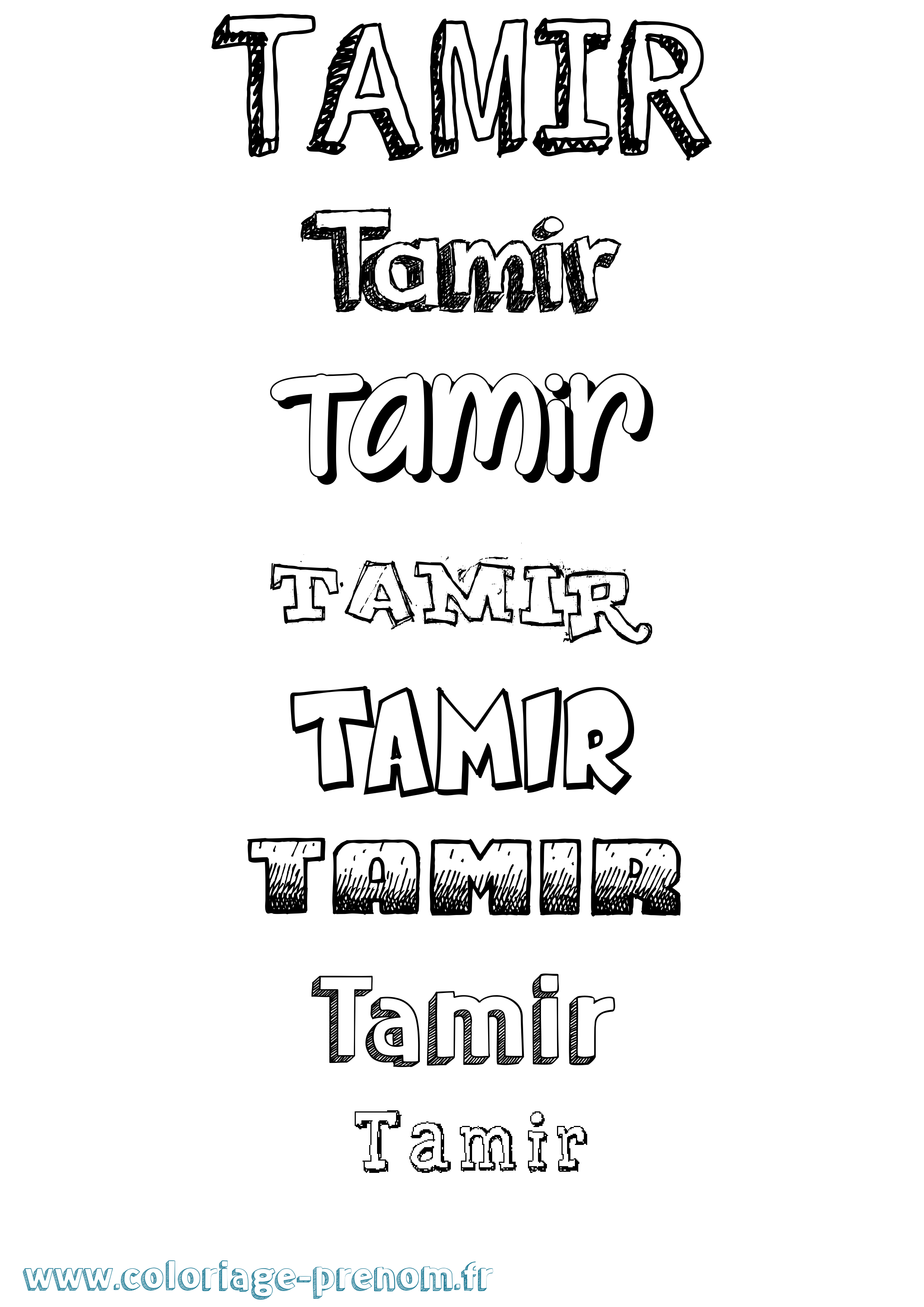 Coloriage prénom Tamir Dessiné