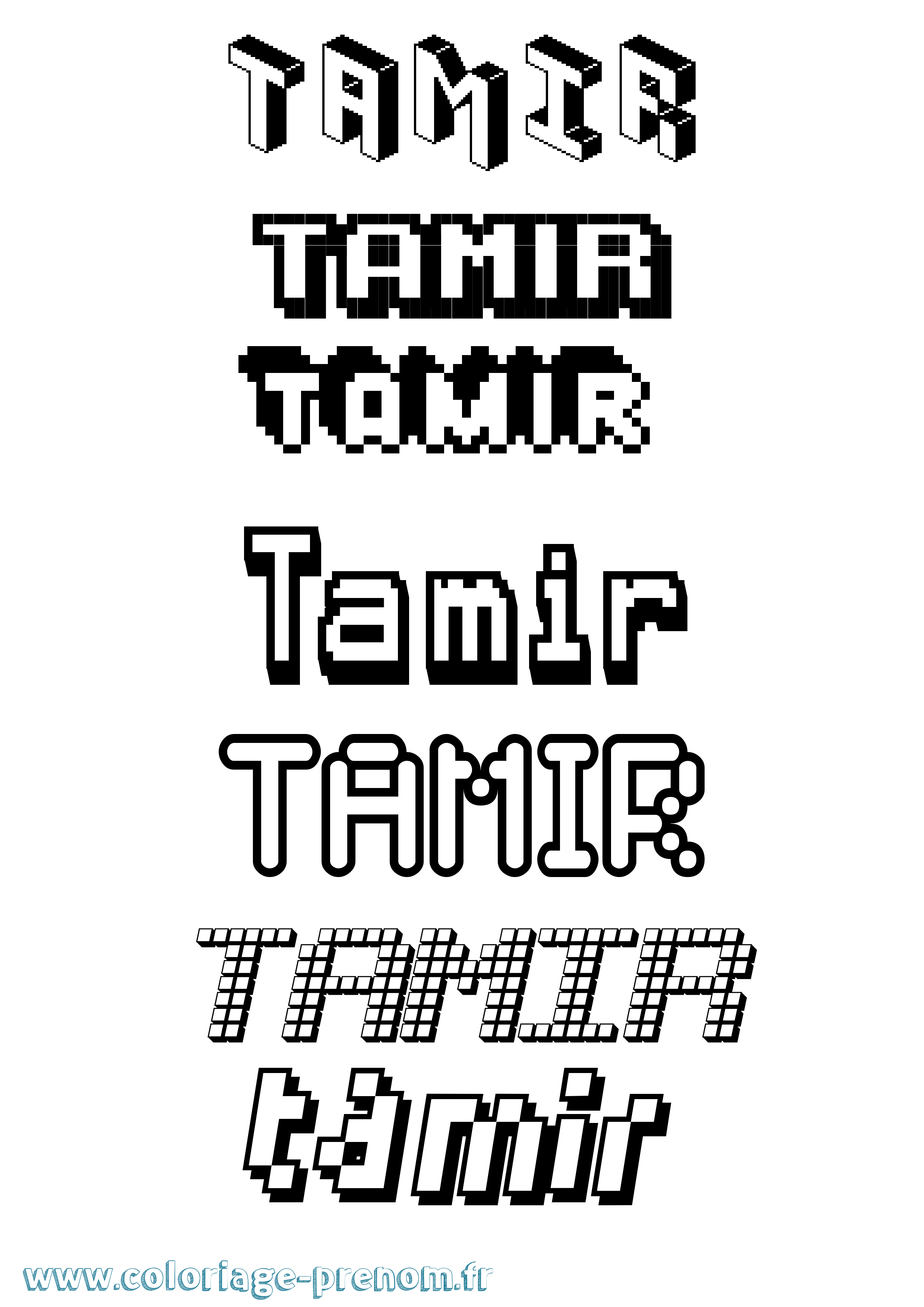 Coloriage prénom Tamir Pixel
