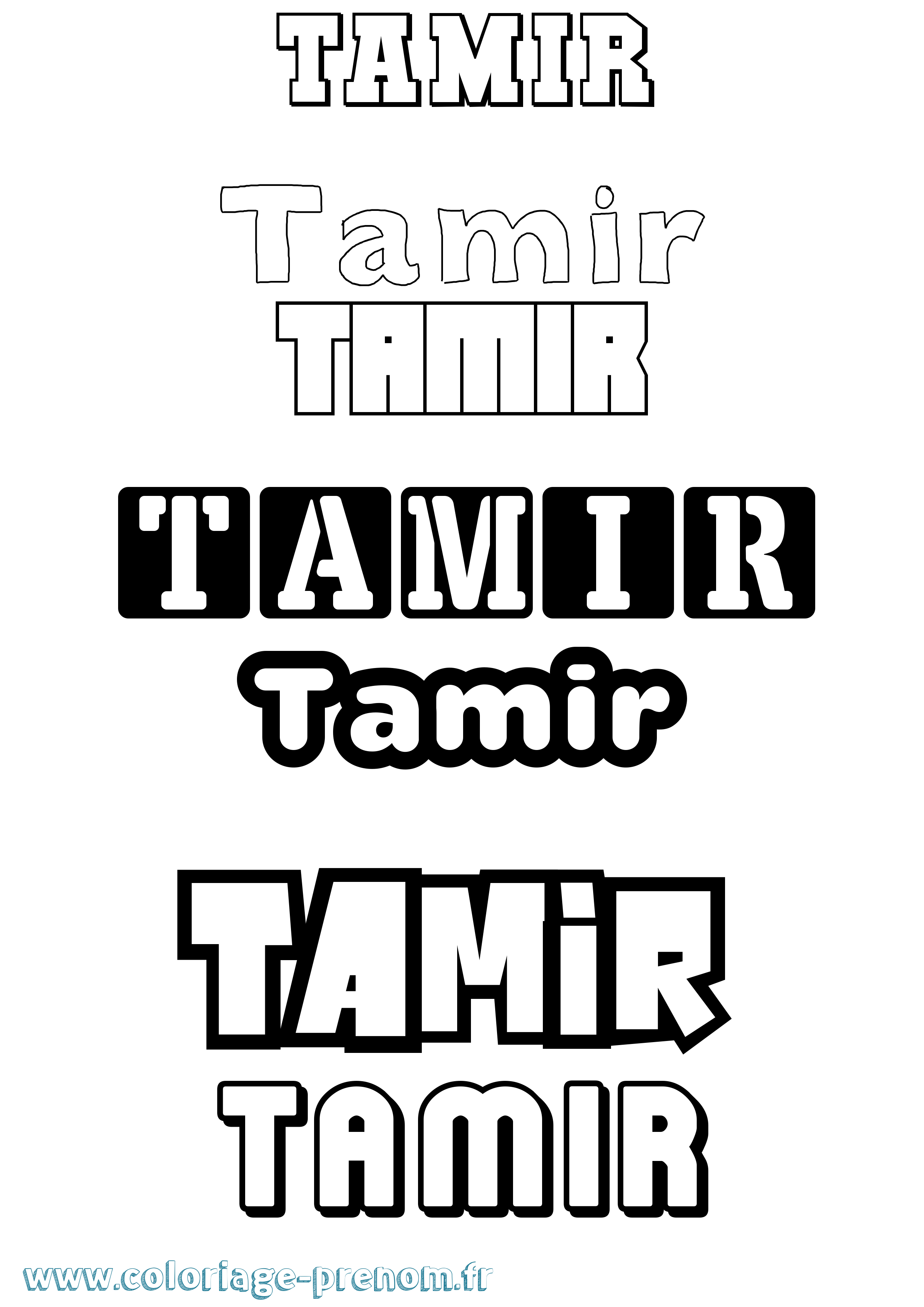 Coloriage prénom Tamir Simple