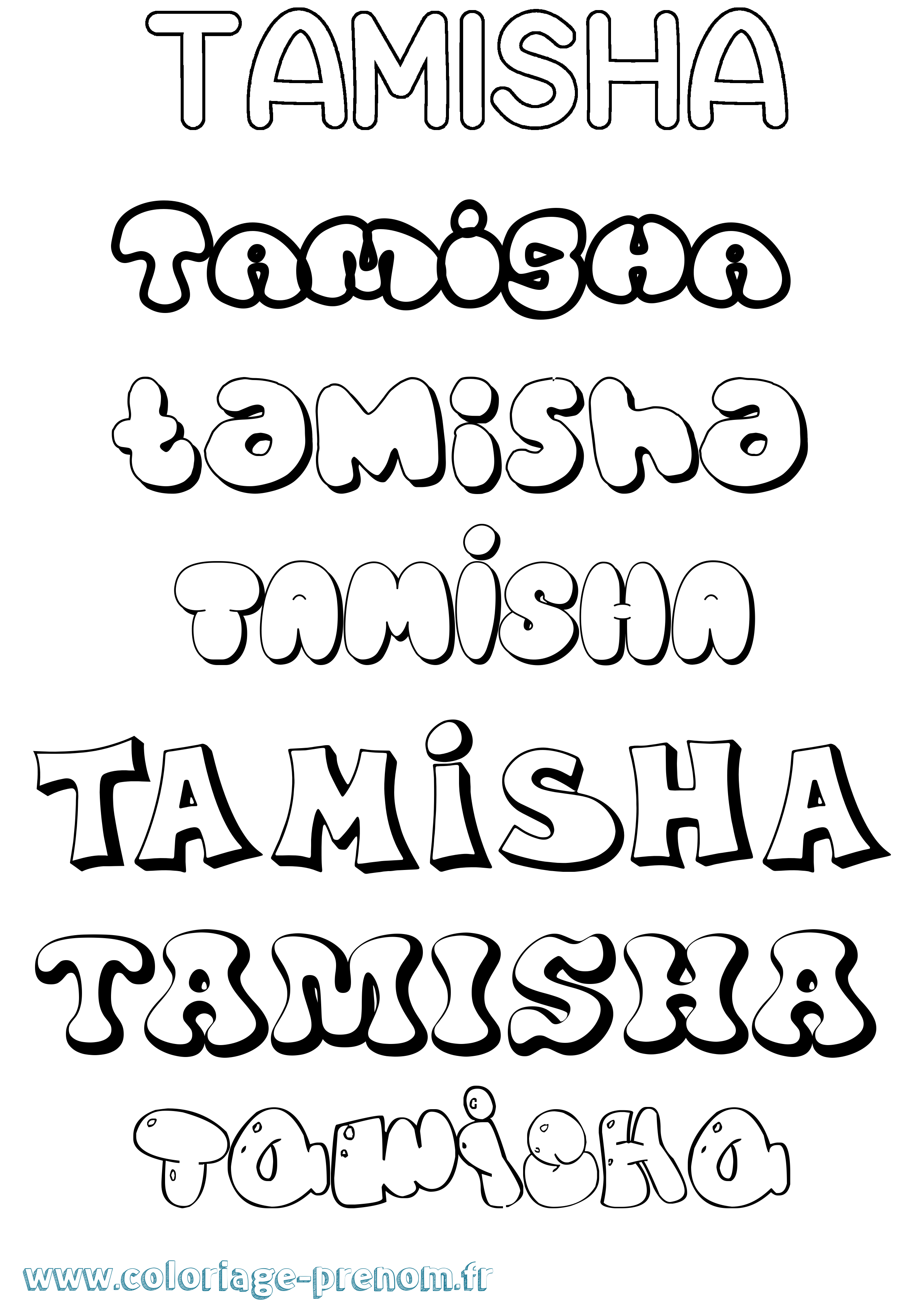 Coloriage Tamisha Bubble Coloriage prénom Tamisha Bubble