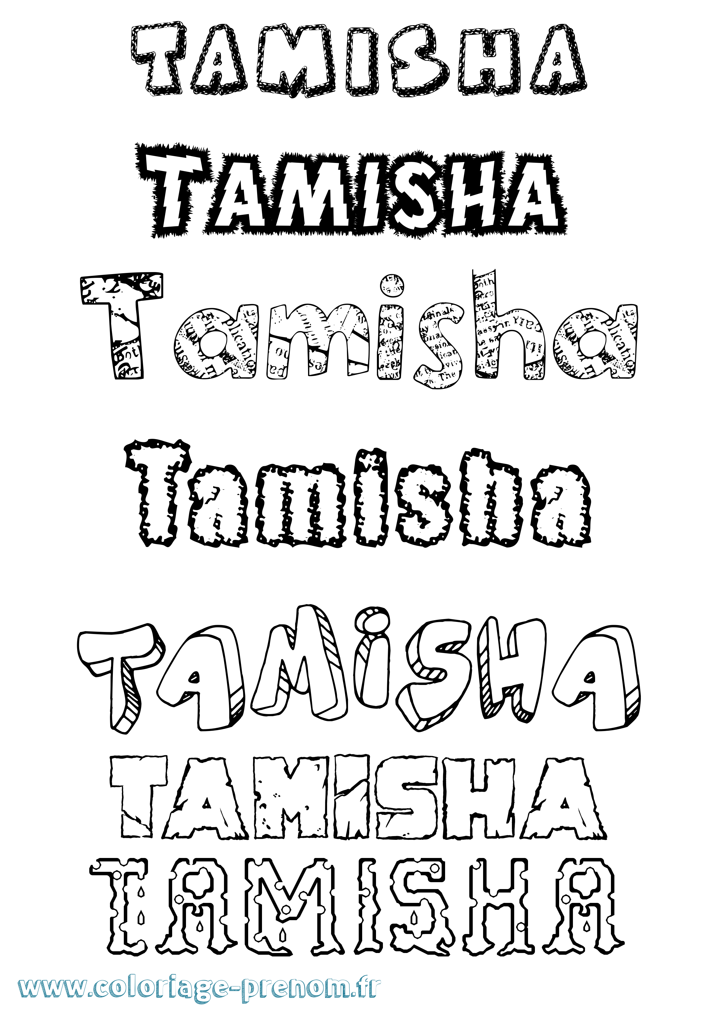 Coloriage Tamisha Destructuré Coloriage prénom Tamisha Destructuré