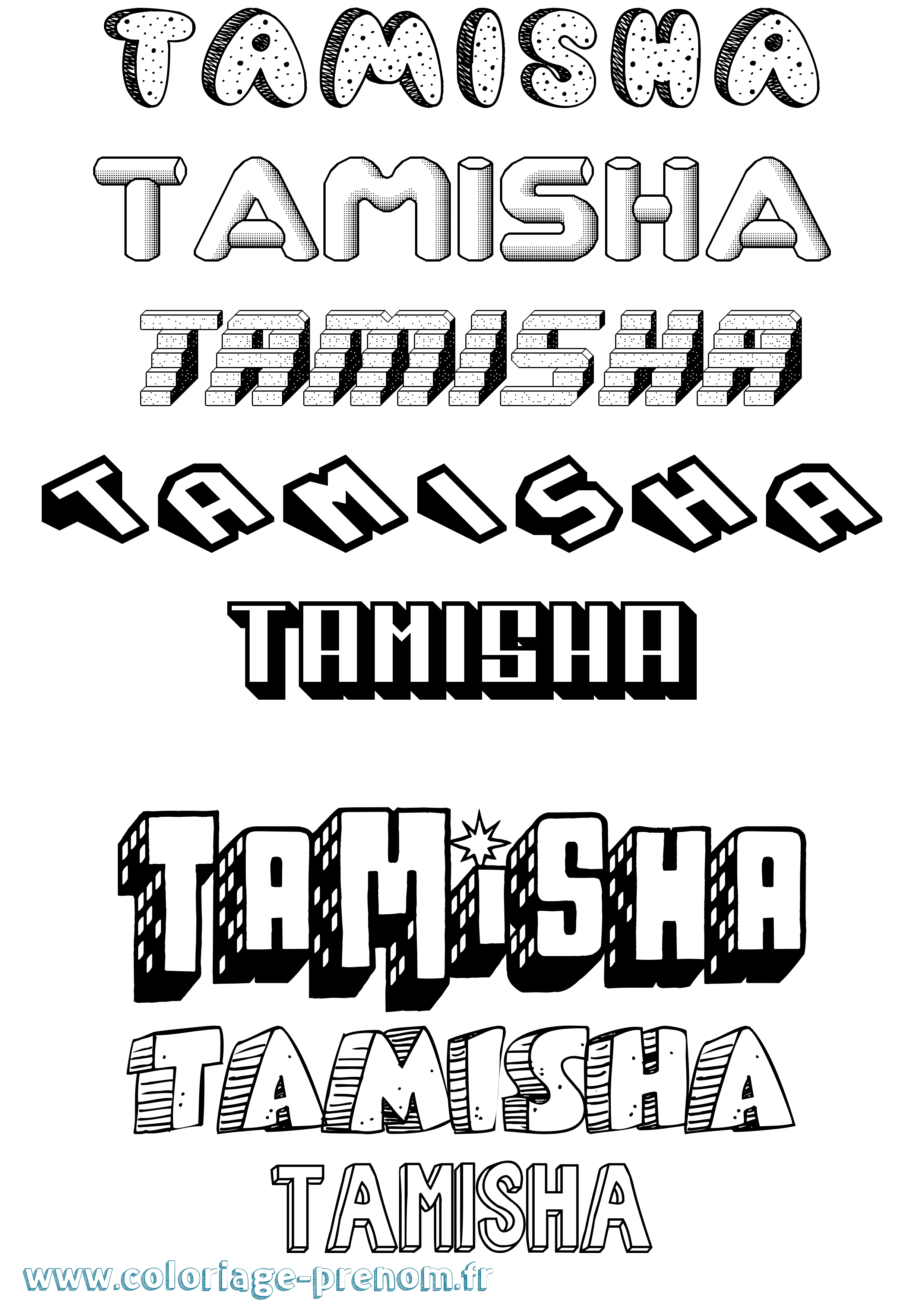 Coloriage Tamisha Effet 3D Coloriage prénom Tamisha Effet 3D