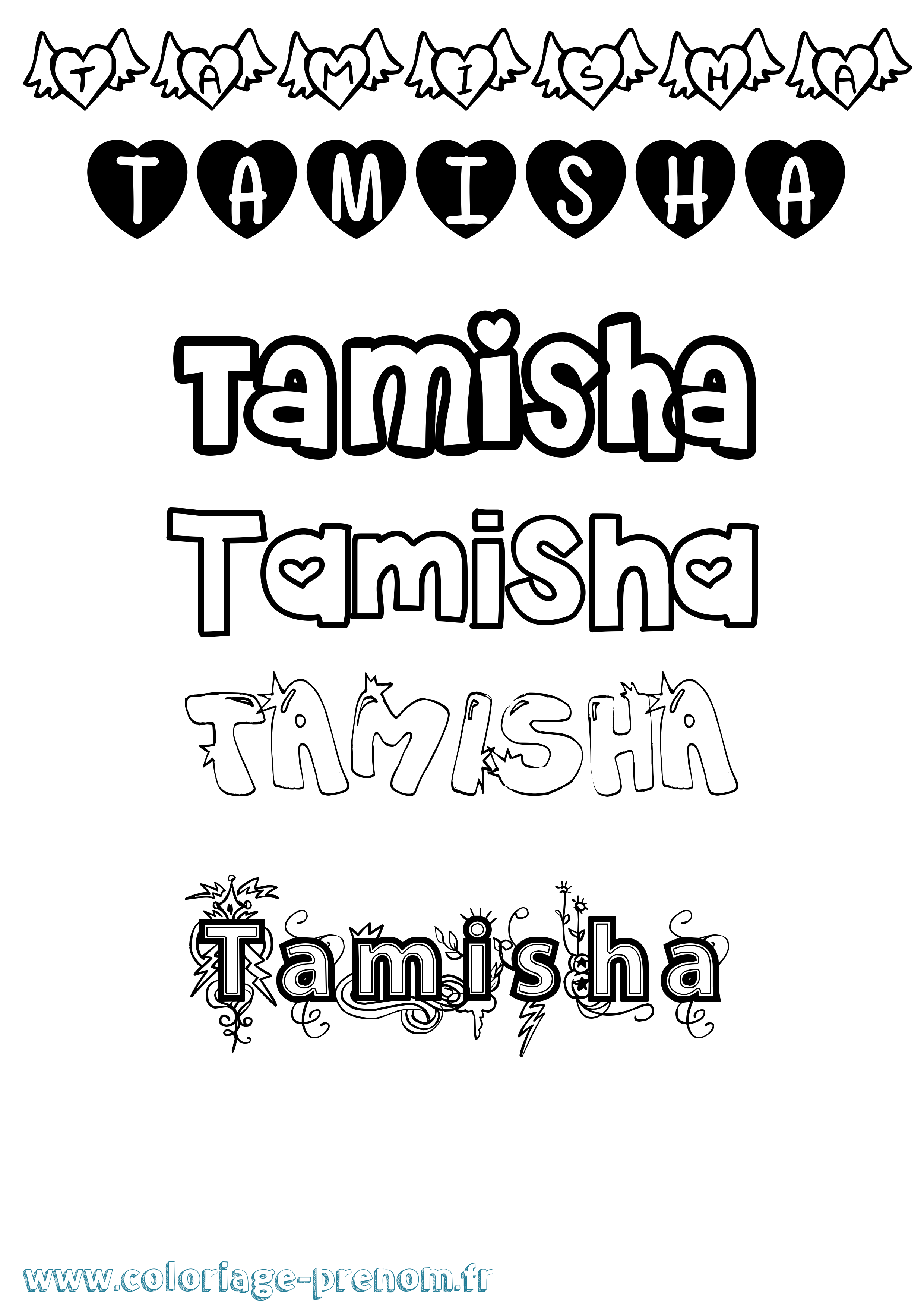Coloriage Tamisha Girly Coloriage prénom Tamisha Girly