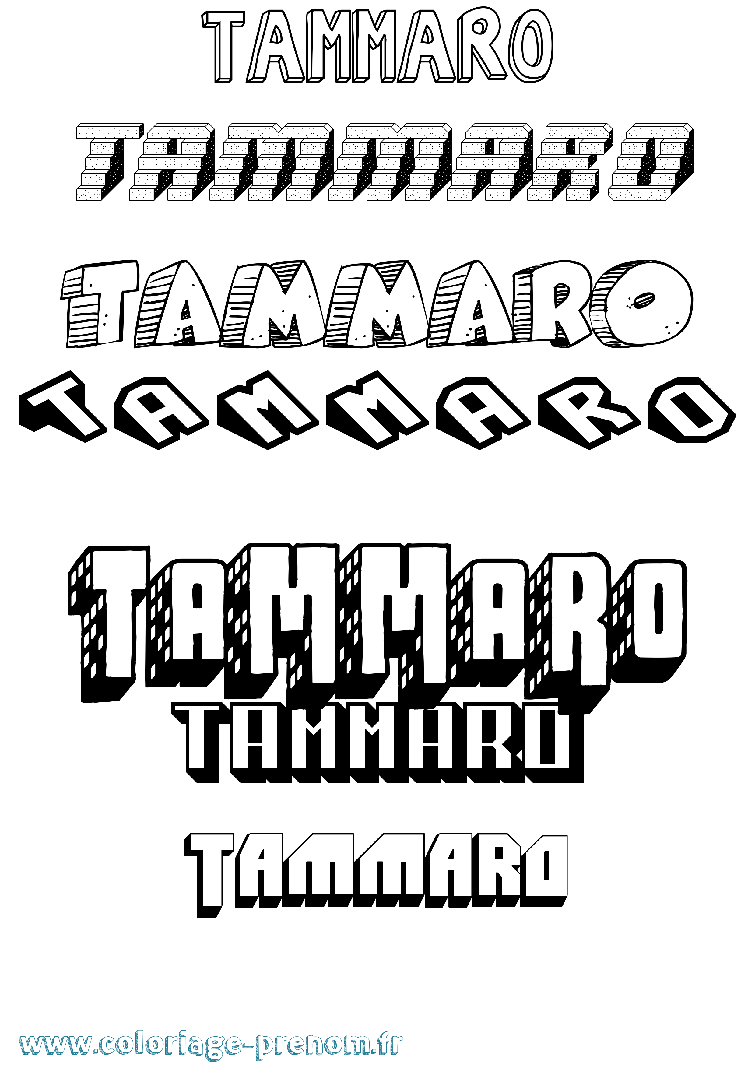 Coloriage Tammaro Effet 3D Coloriage prénom Tammaro Effet 3D