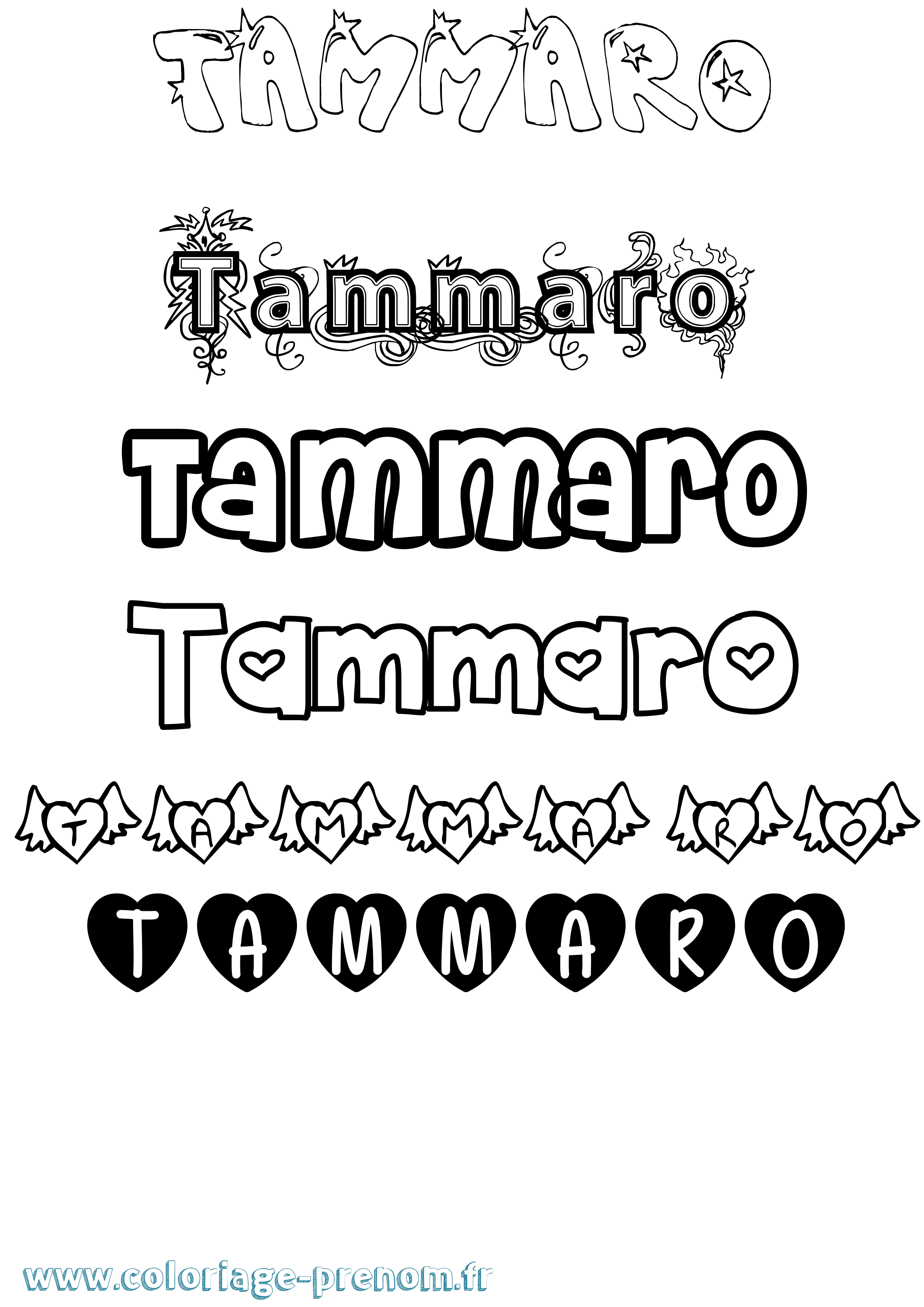 Coloriage Tammaro Girly Coloriage prénom Tammaro Girly
