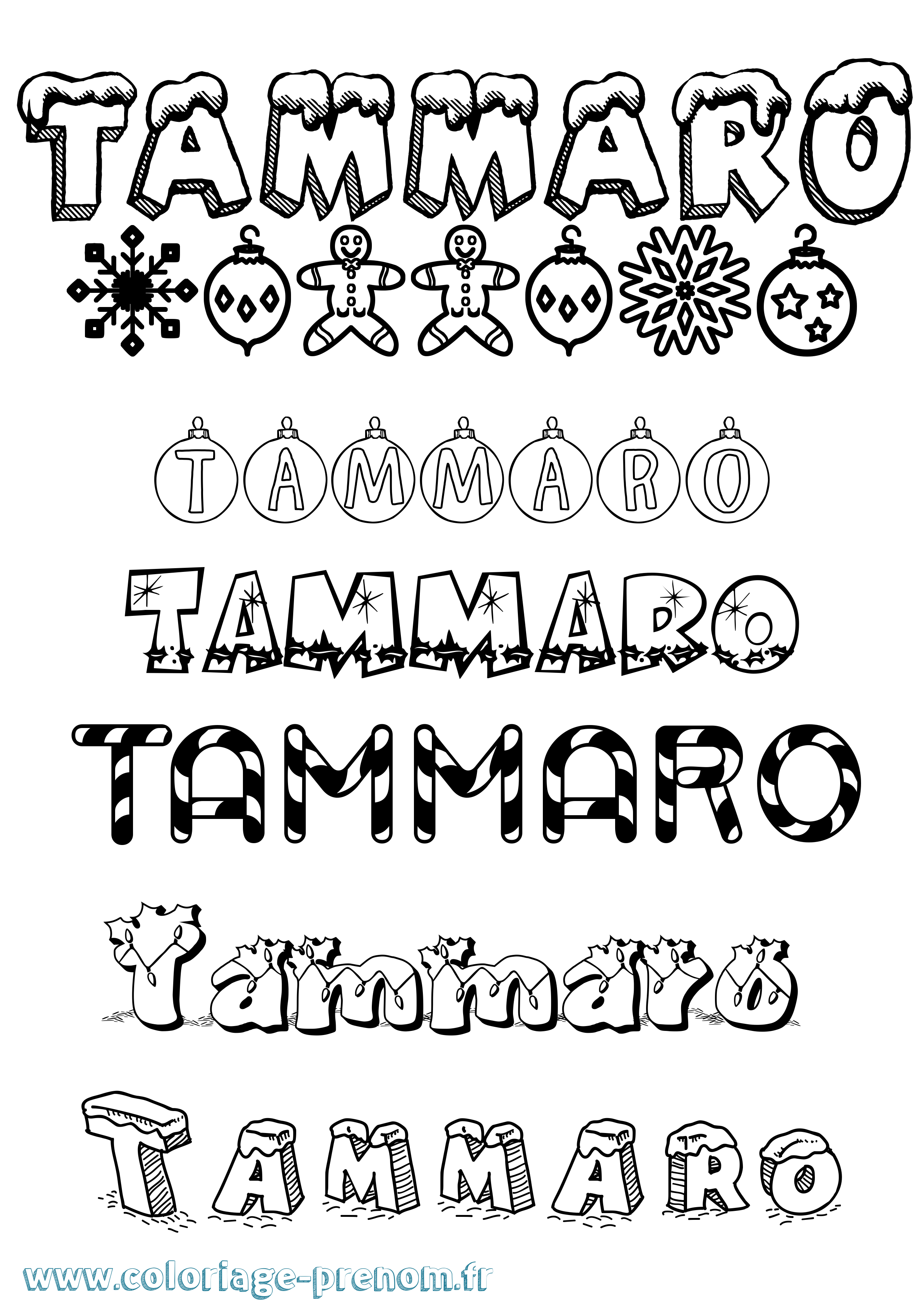 Coloriage Tammaro Noël Coloriage prénom Tammaro Noël