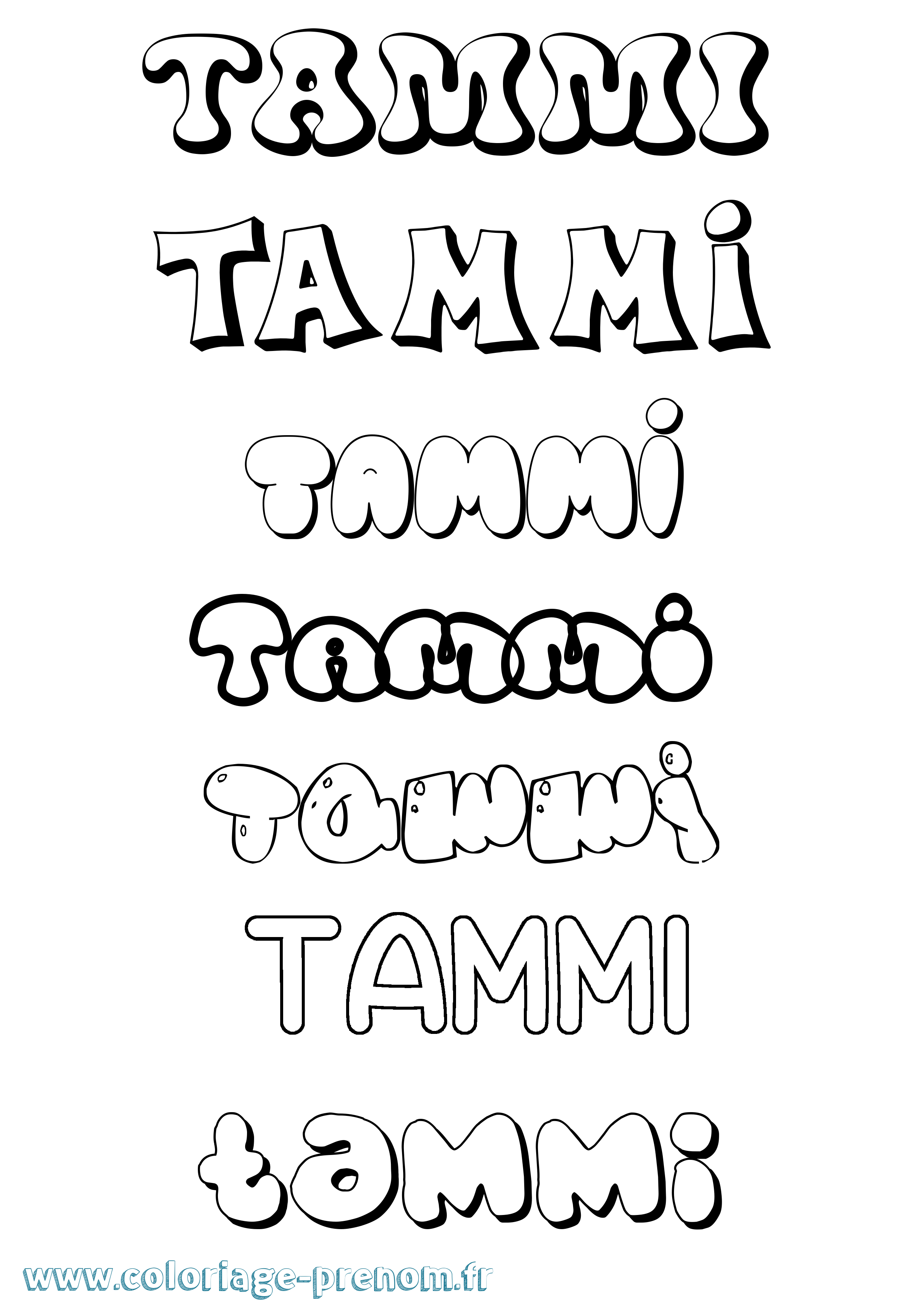 Coloriage prénom Tammi Bubble
