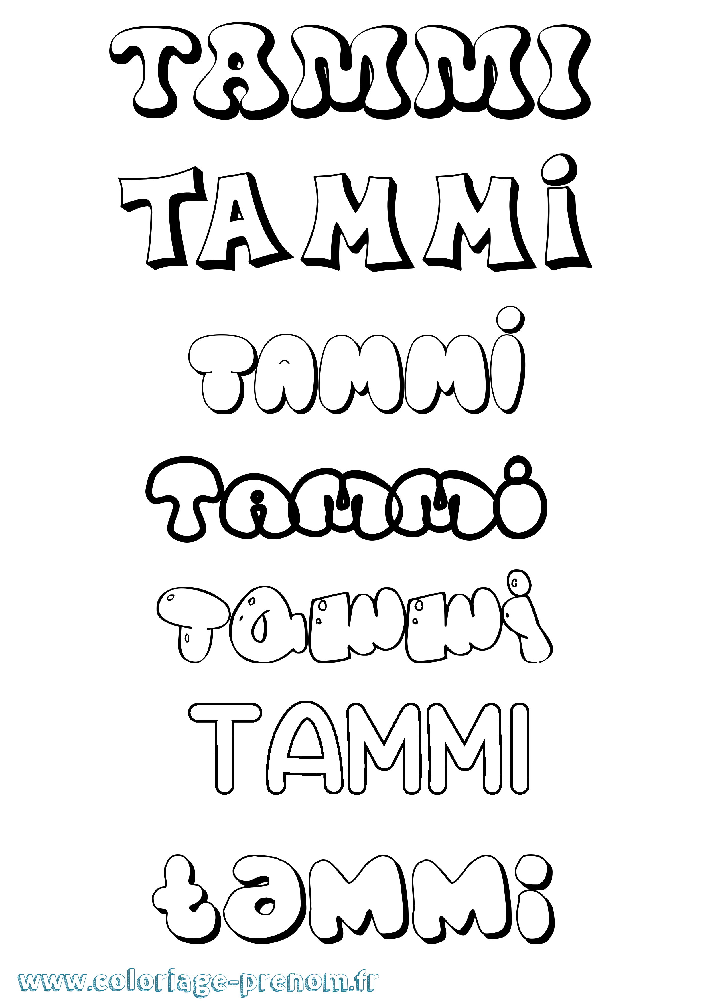 Coloriage Tammi Bubble Coloriage prénom Tammi Bubble