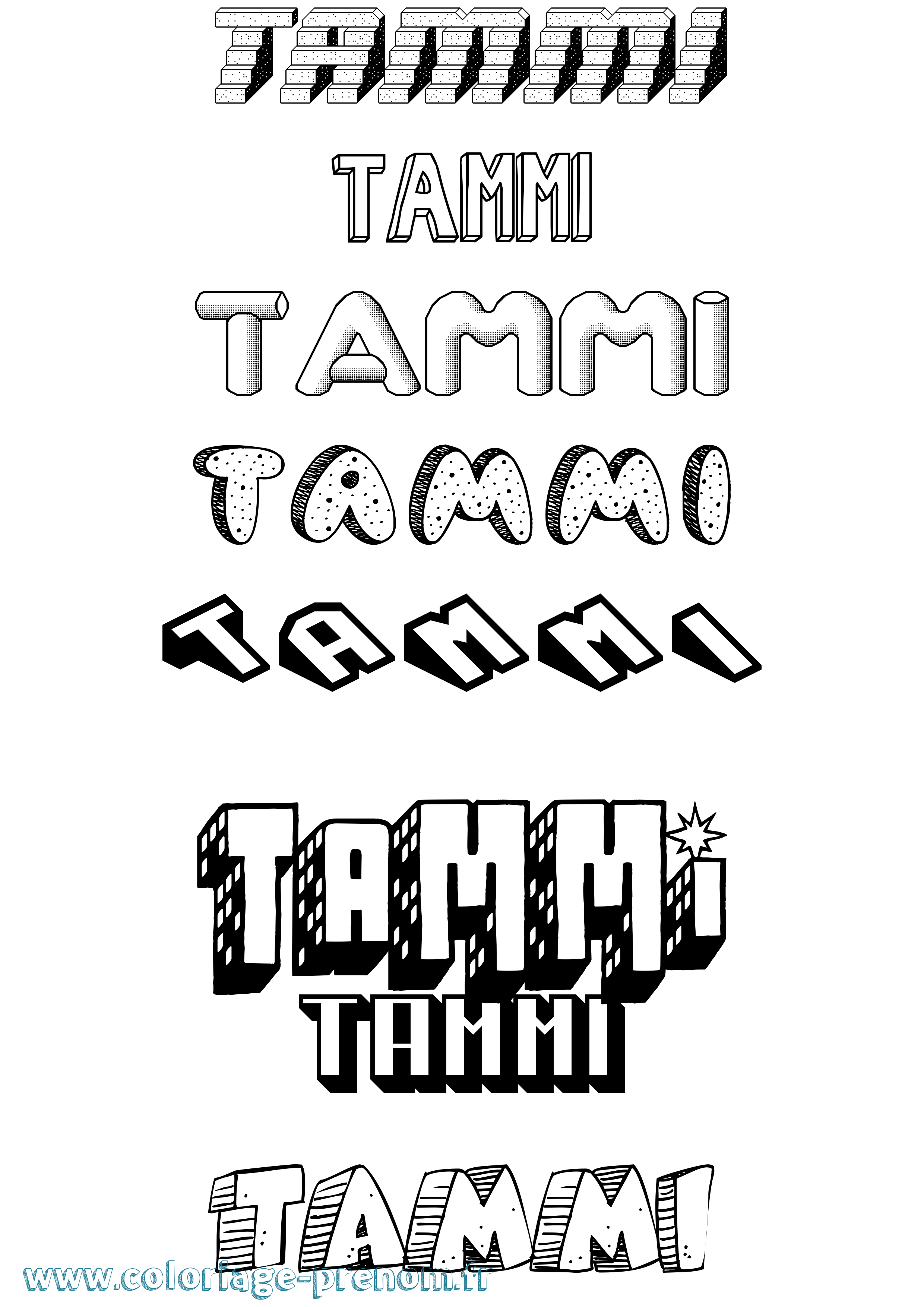 Coloriage Tammi Effet 3D Coloriage prénom Tammi Effet 3D
