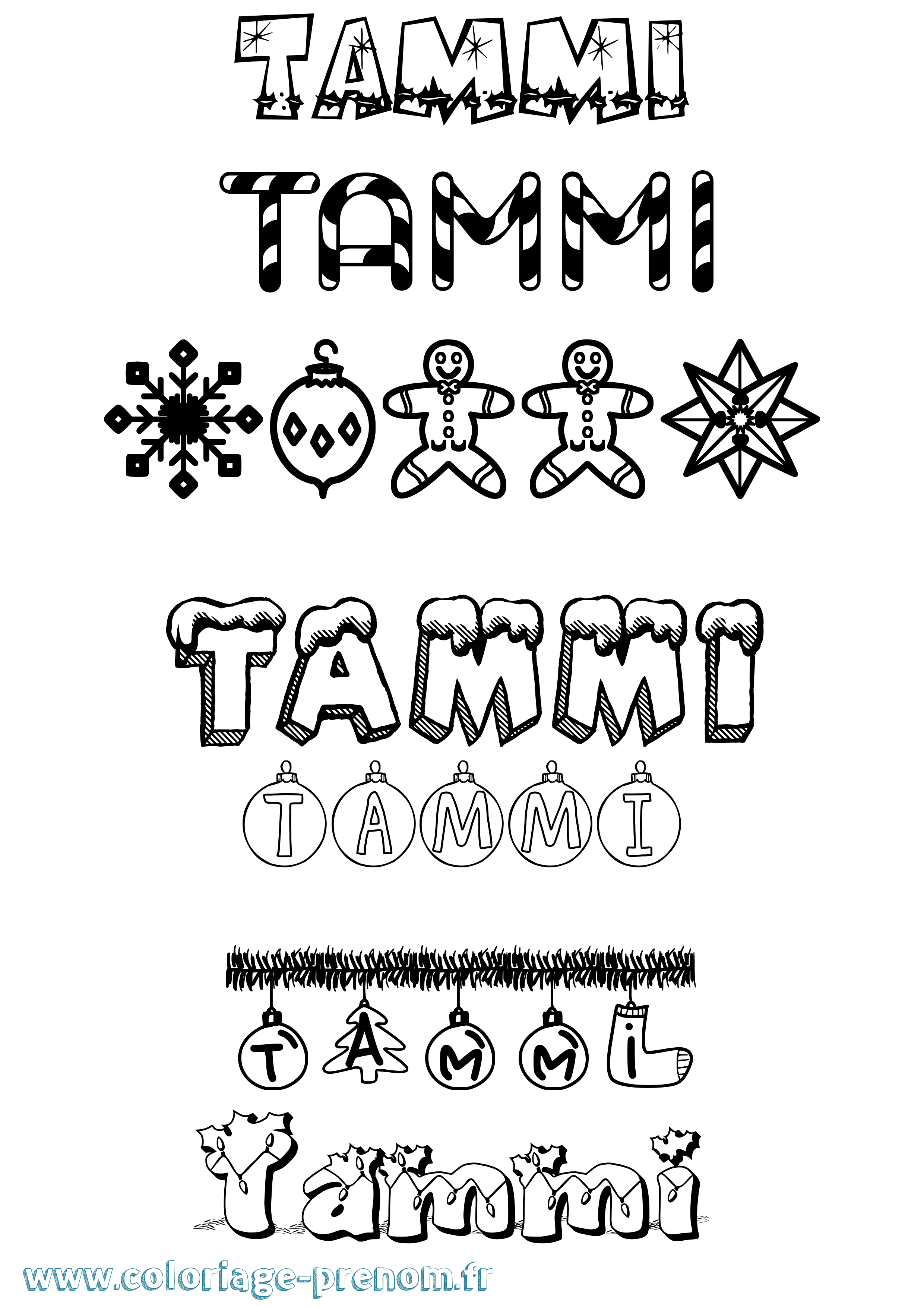 Coloriage prénom Tammi Noël