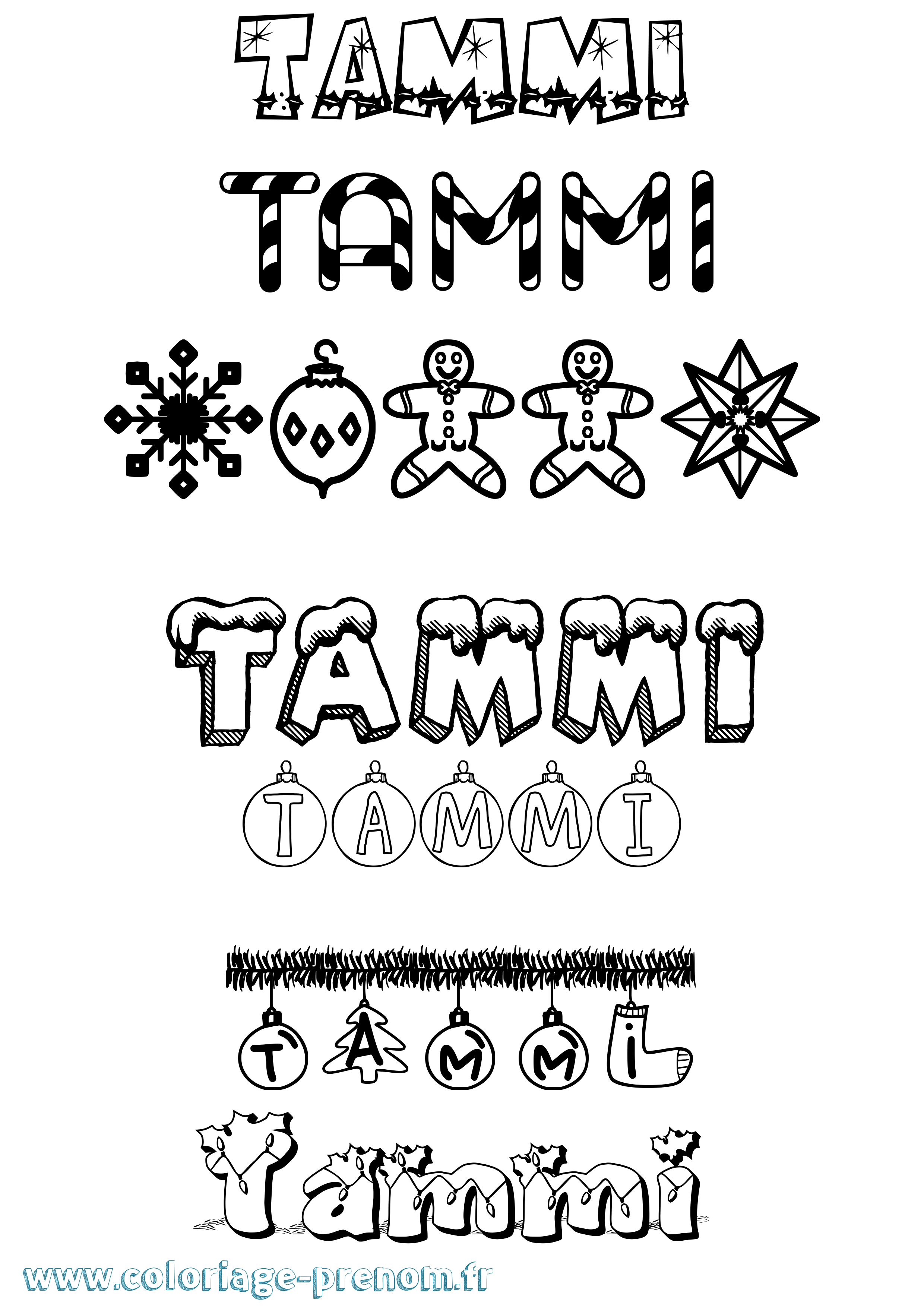 Coloriage Tammi Noël Coloriage prénom Tammi Noël
