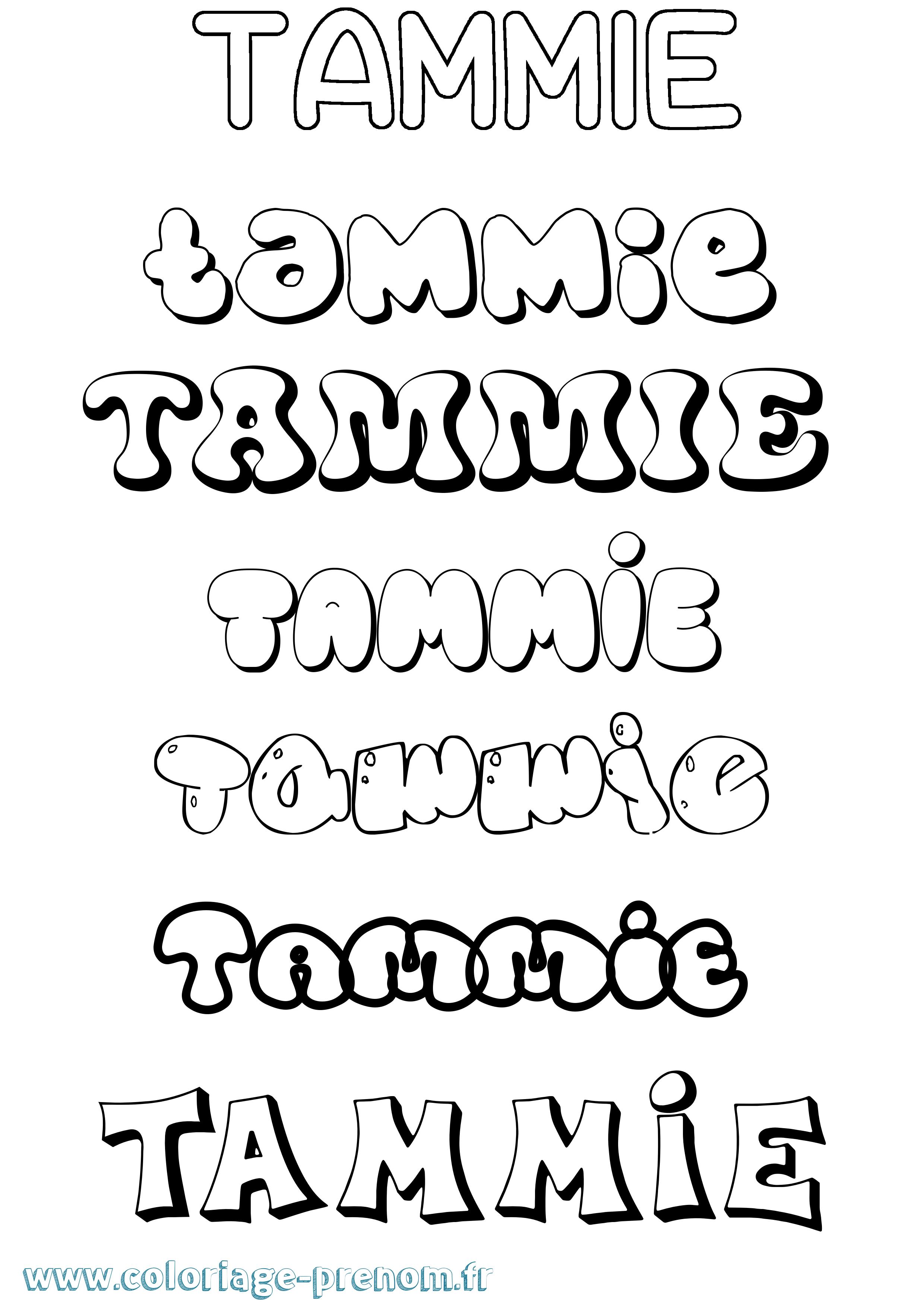 Coloriage prénom Tammie Bubble
