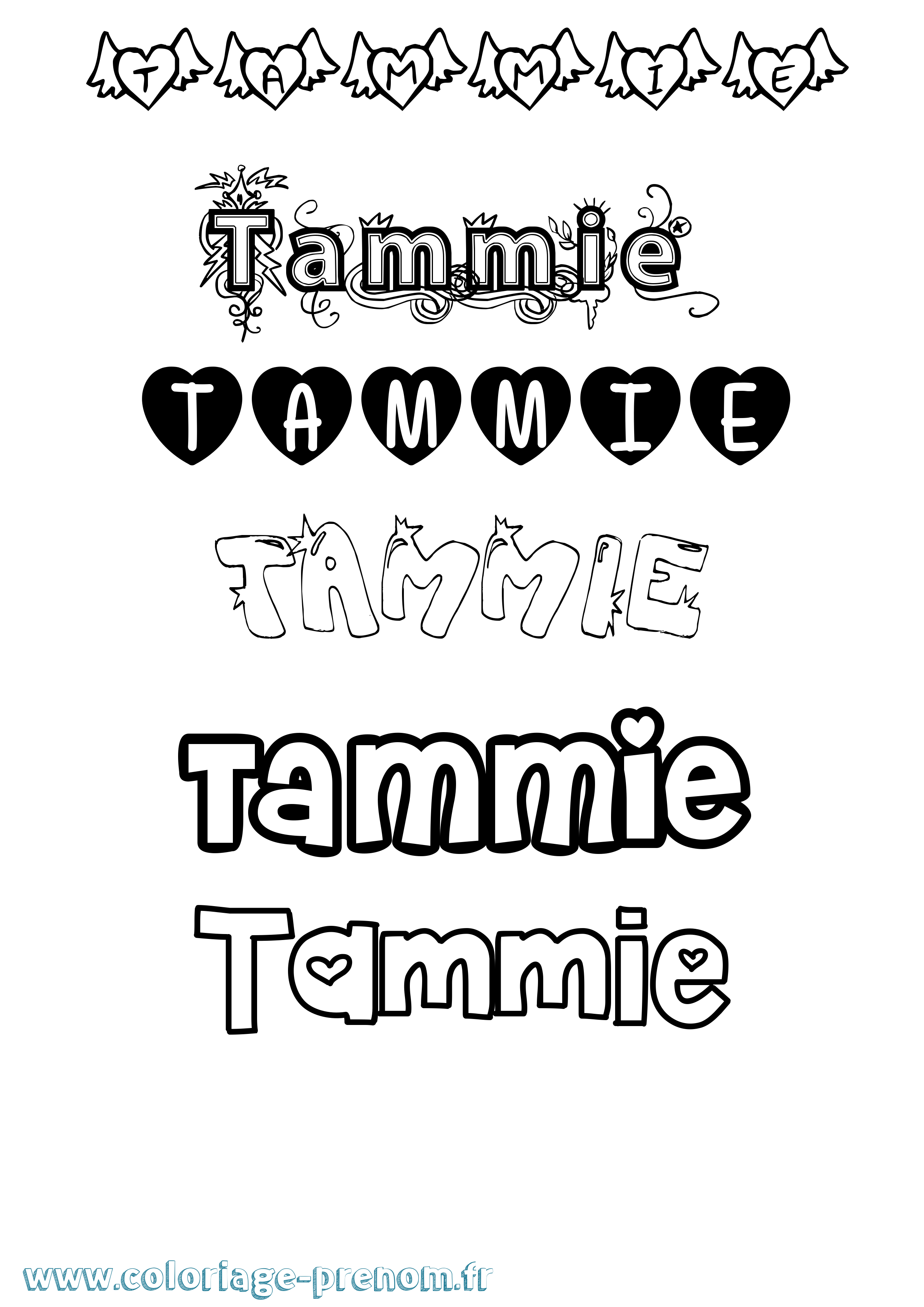 Coloriage prénom Tammie Girly
