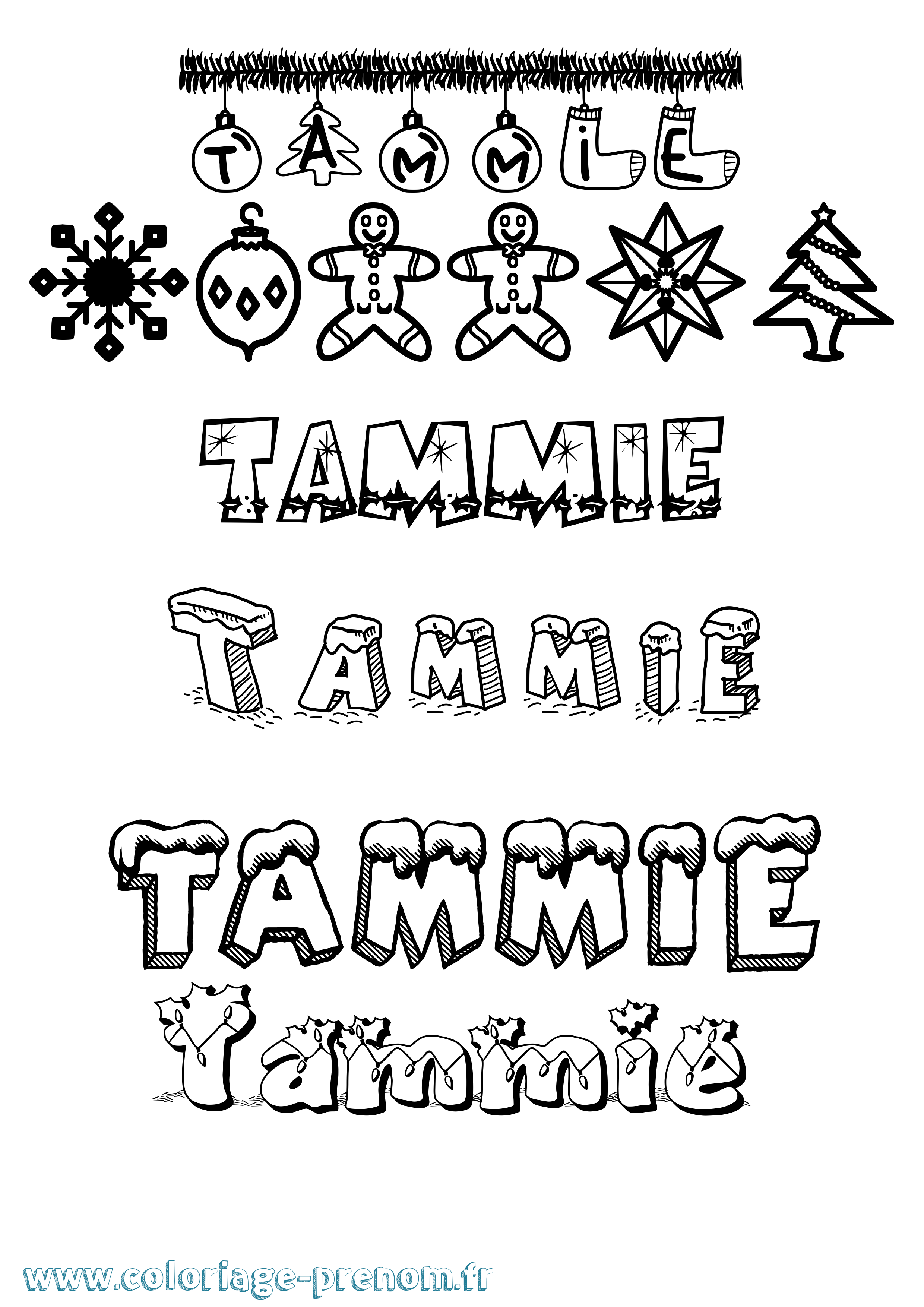 Coloriage prénom Tammie Noël