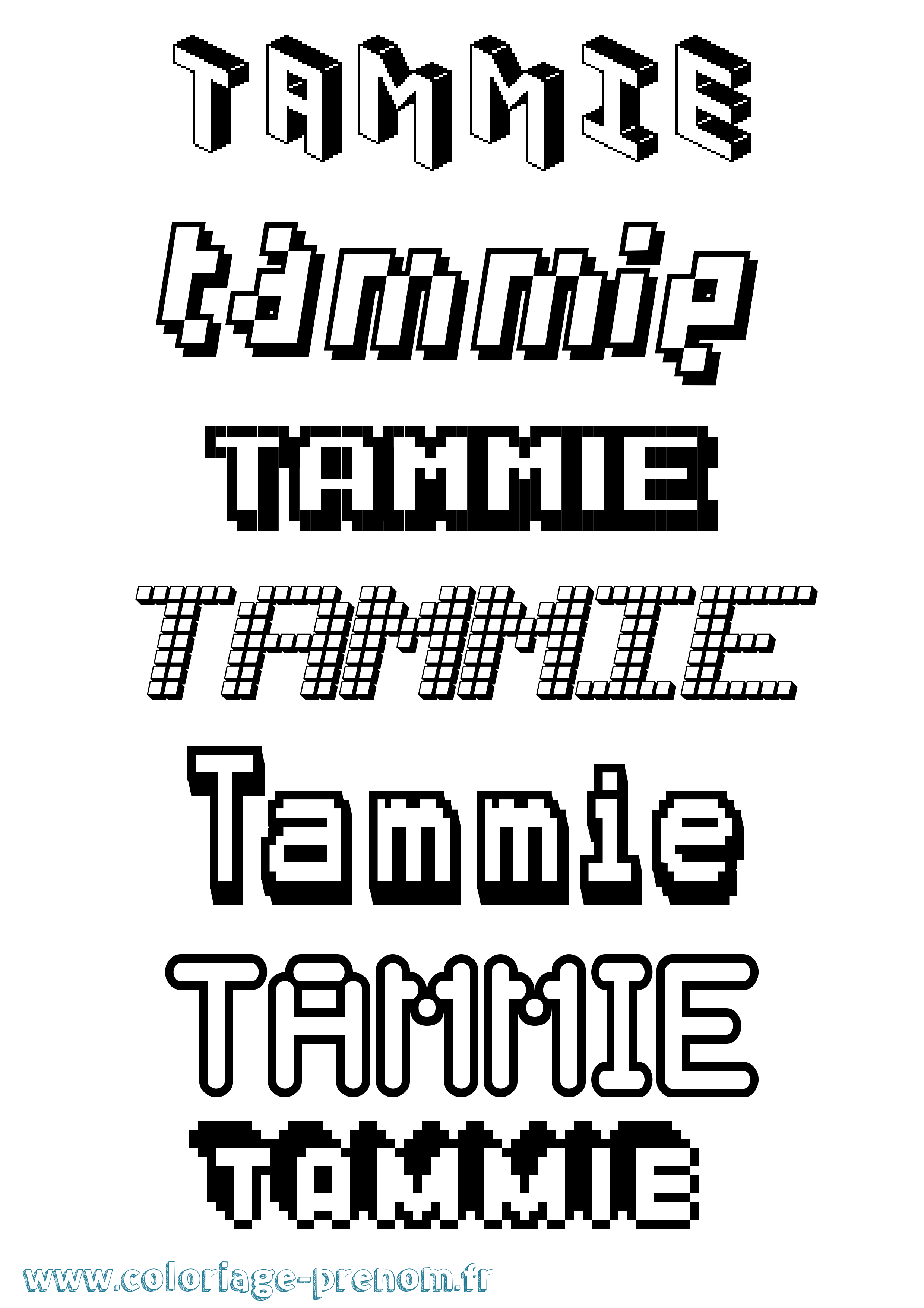 Coloriage Tammie Pixel Coloriage prénom Tammie Pixel