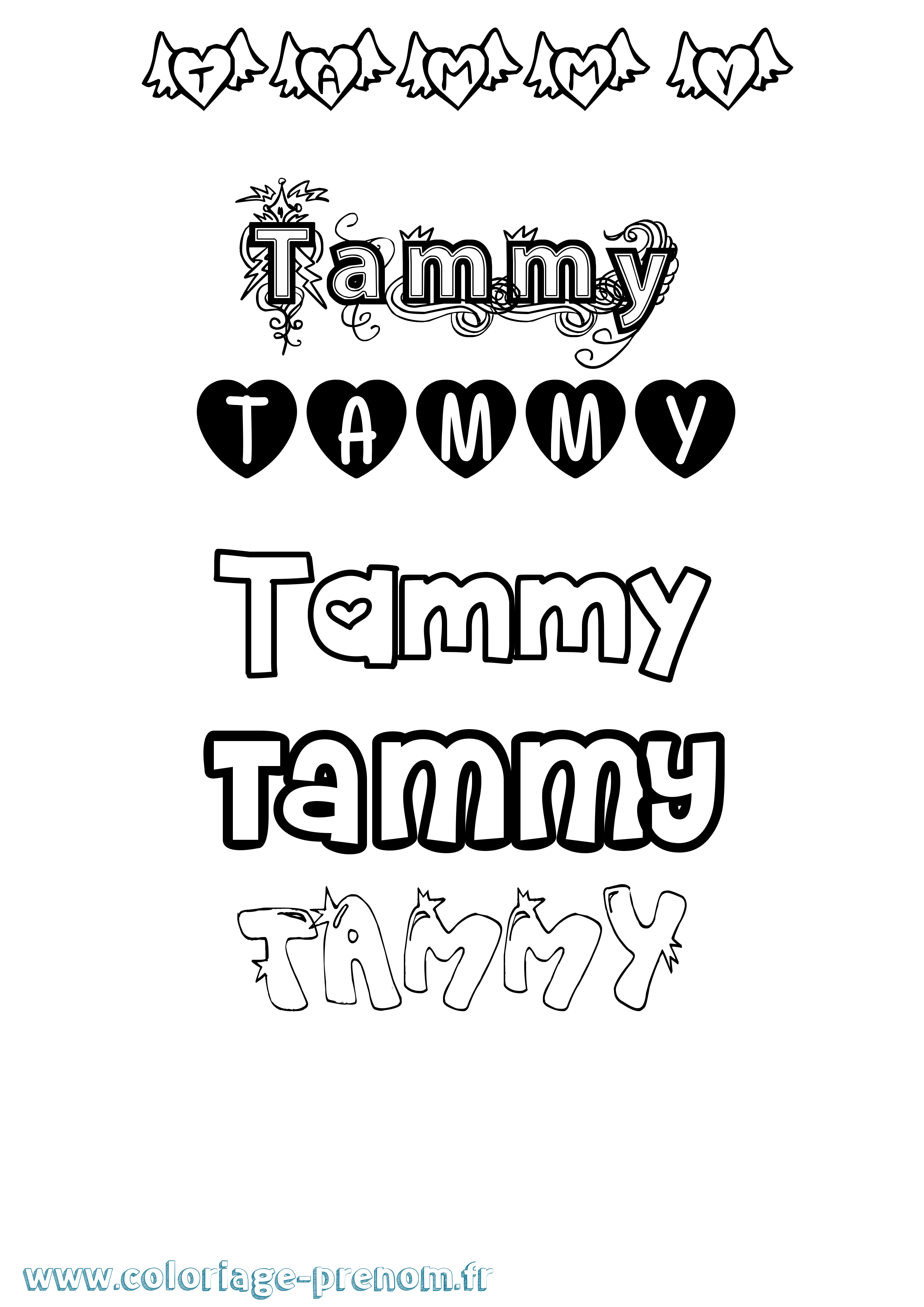 Coloriage prénom Tammy Girly
