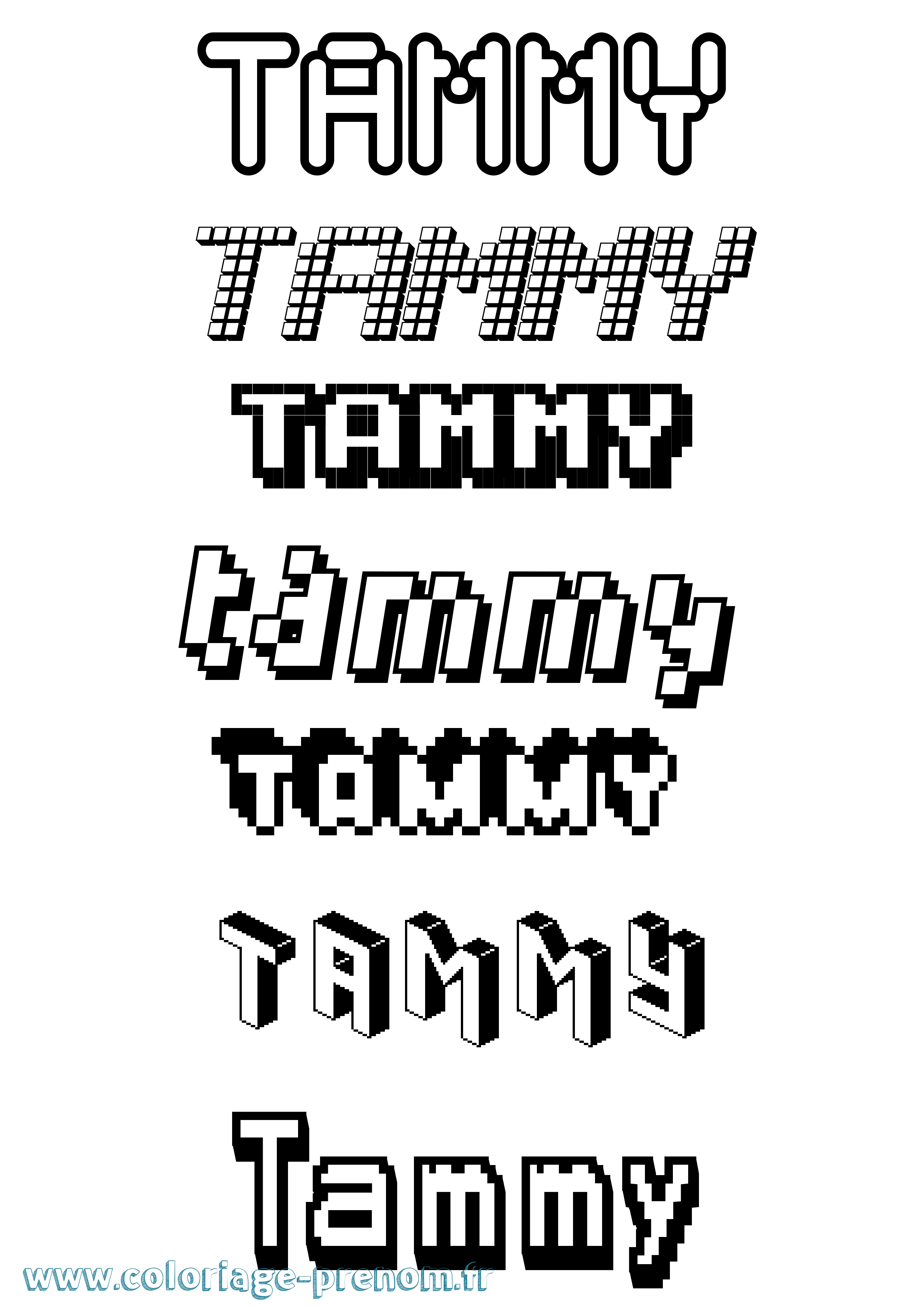 Coloriage prénom Tammy Pixel