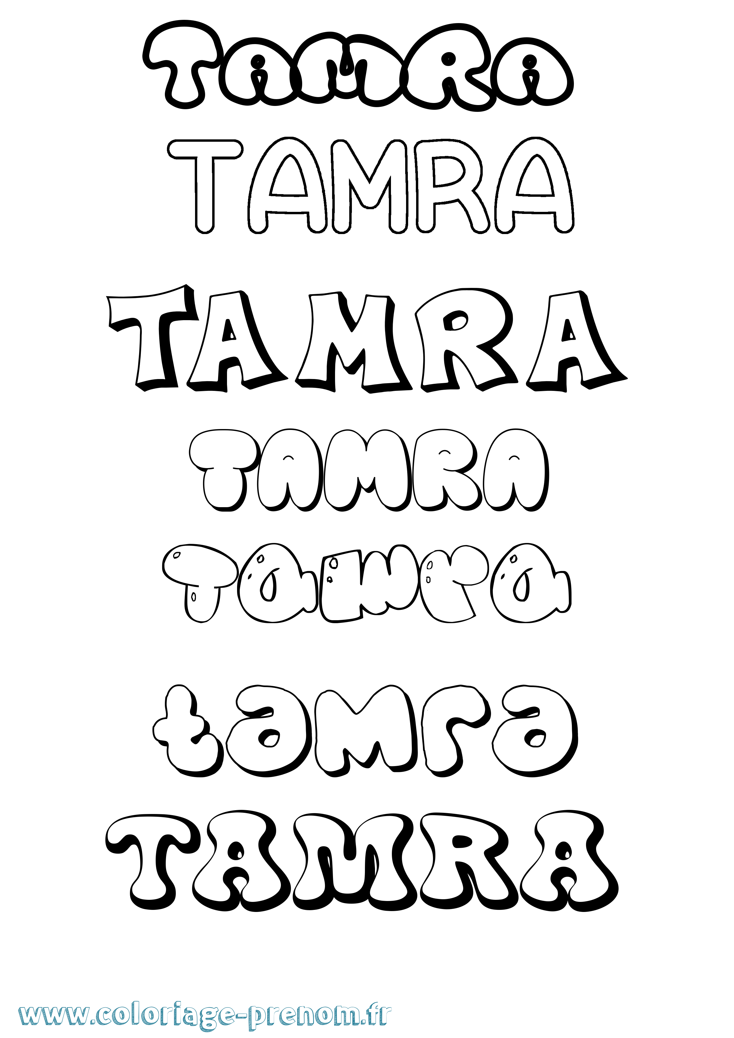 Coloriage prénom Tamra Bubble