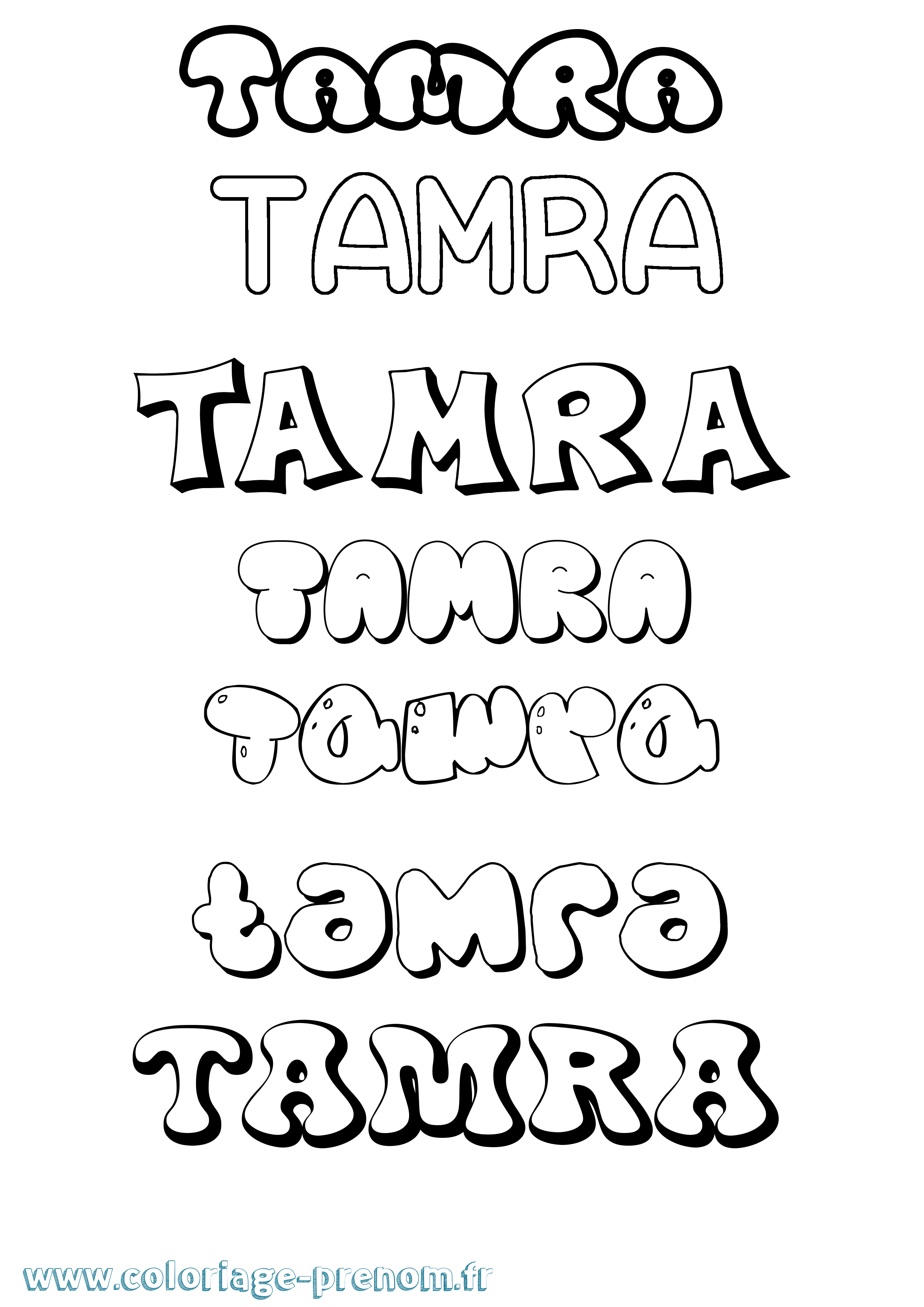 Coloriage Tamra Bubble Coloriage prénom Tamra Bubble