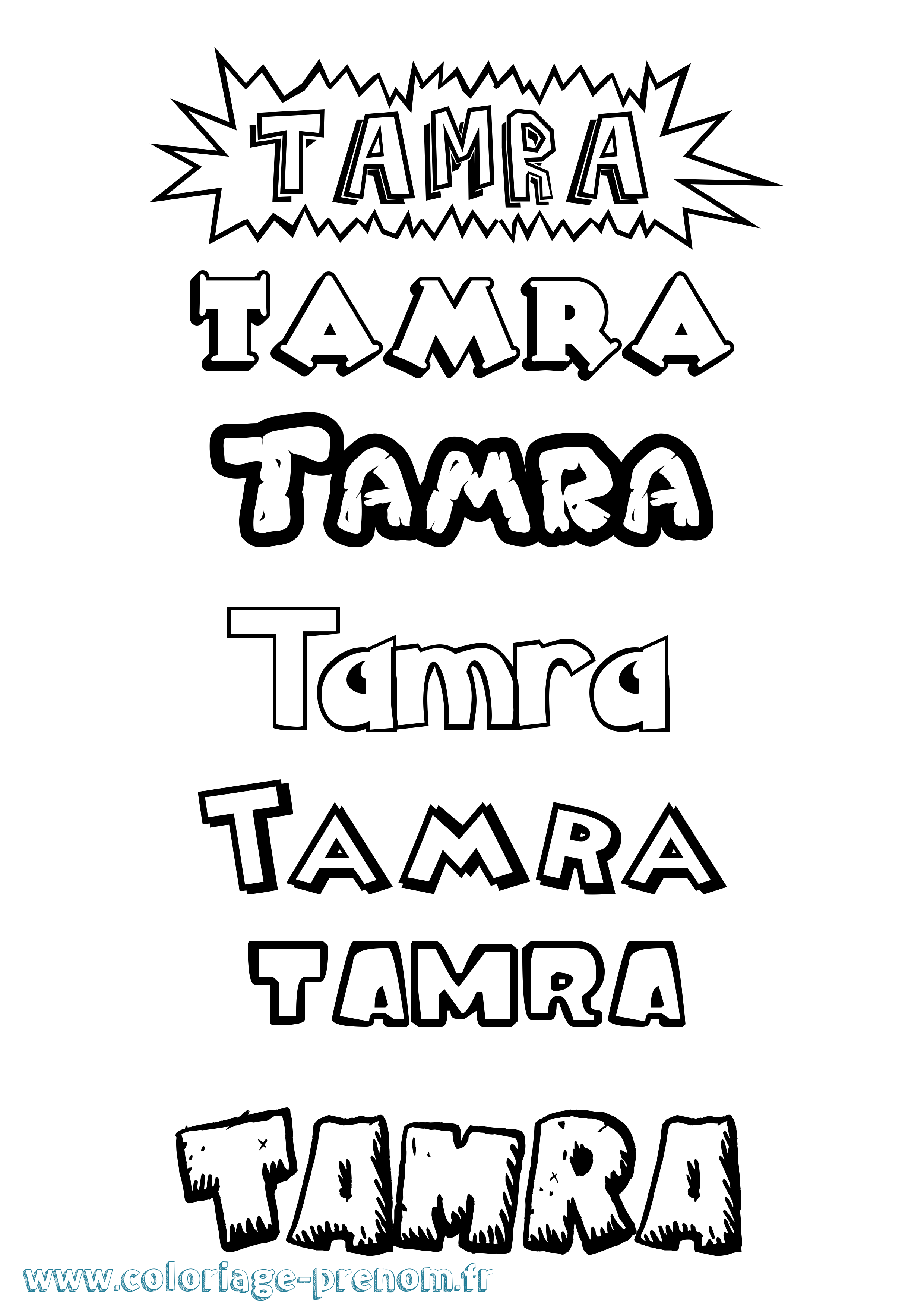 Coloriage prénom Tamra Dessin Animé