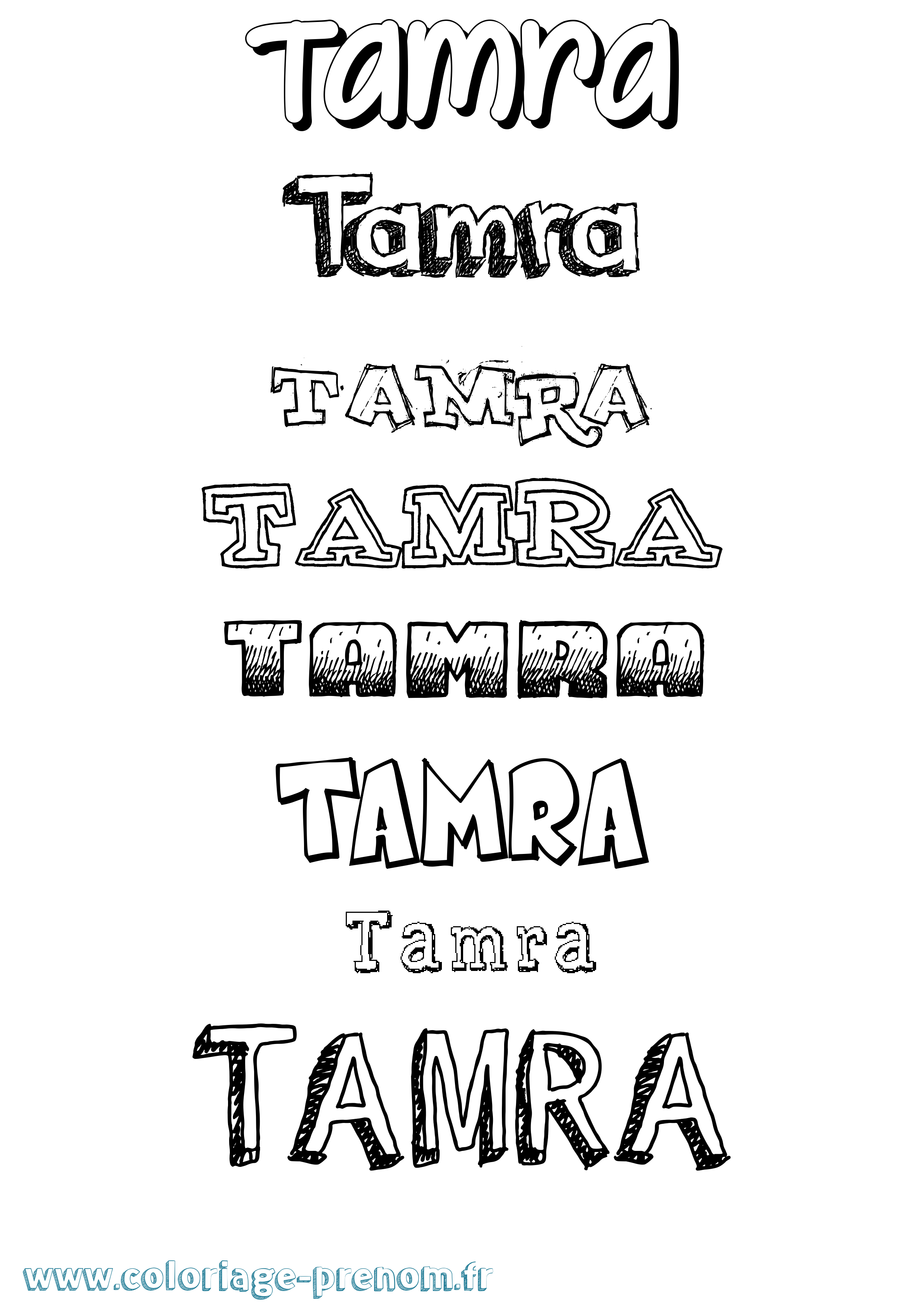 Coloriage prénom Tamra Dessiné
