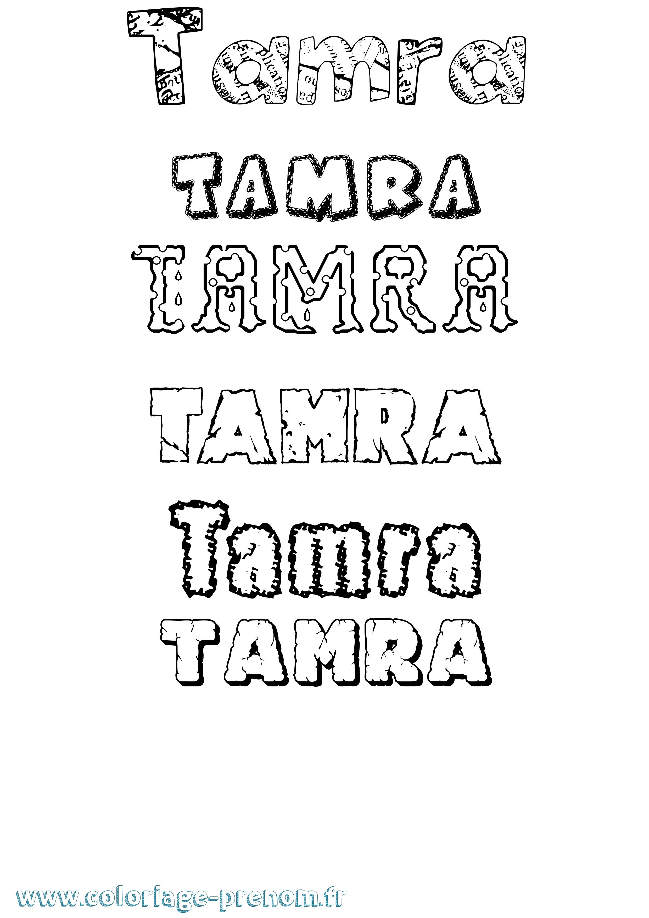Coloriage prénom Tamra Destructuré