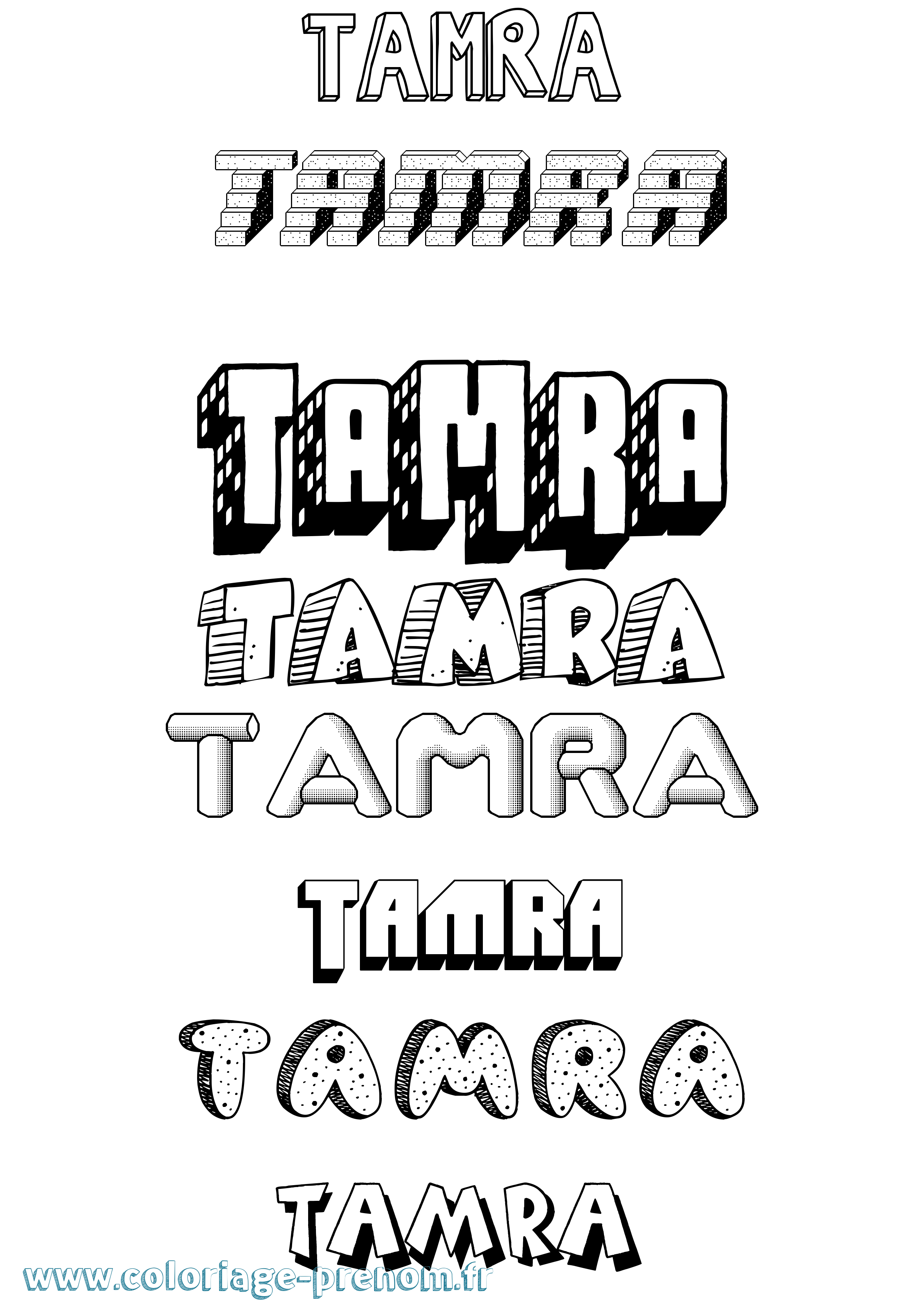 Coloriage Tamra Effet 3D Coloriage prénom Tamra Effet 3D