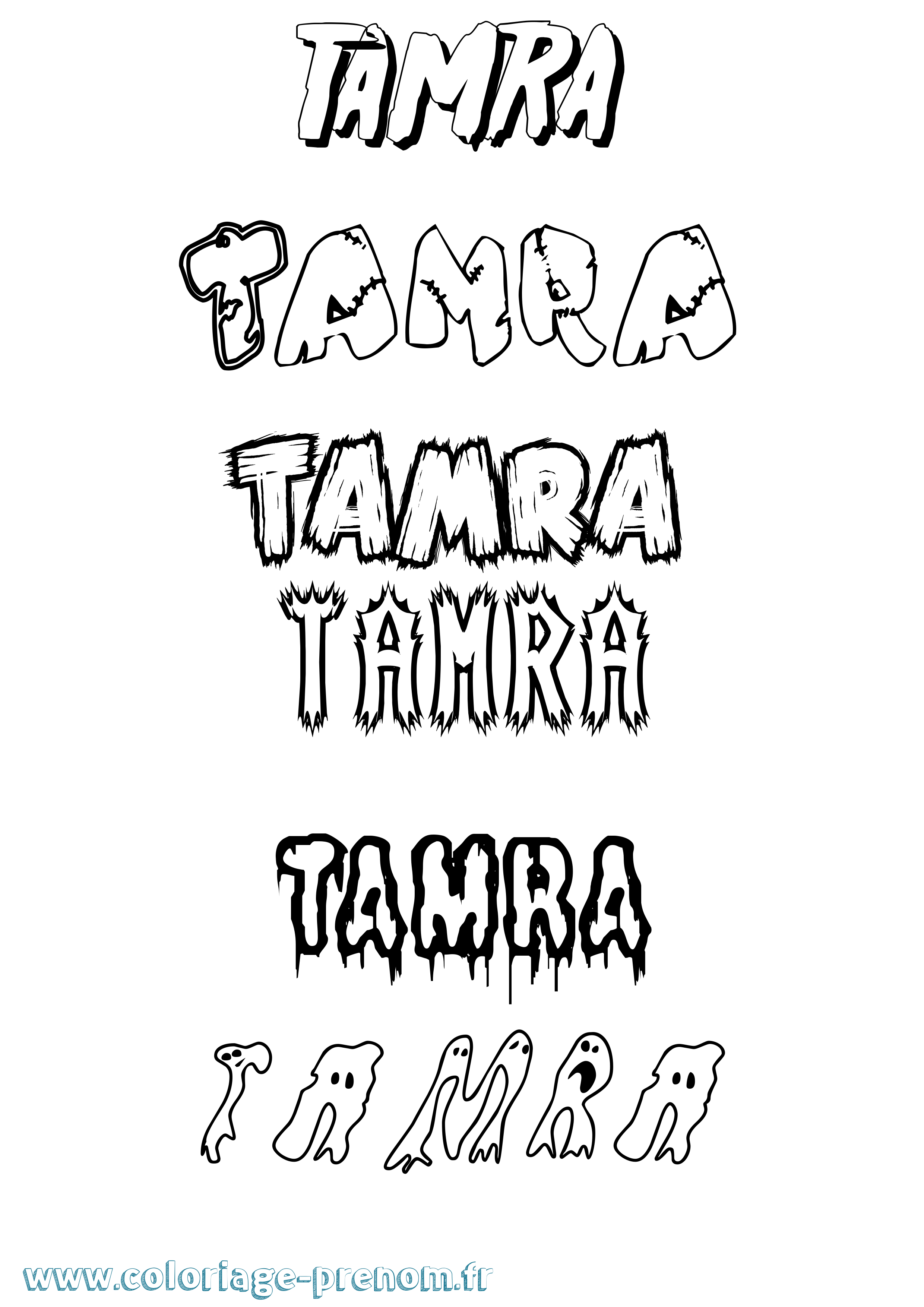 Coloriage prénom Tamra Frisson